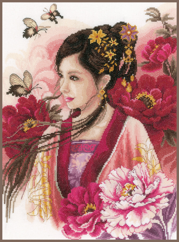 LANARTE COUNTED CROSS STITCH KIT ASIAN LADY IN PINK (PN-0170199)