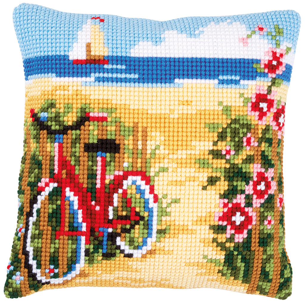 VERVACO CROSS STITCH CUSHION KIT AT THE BEACH (PN-0148559)