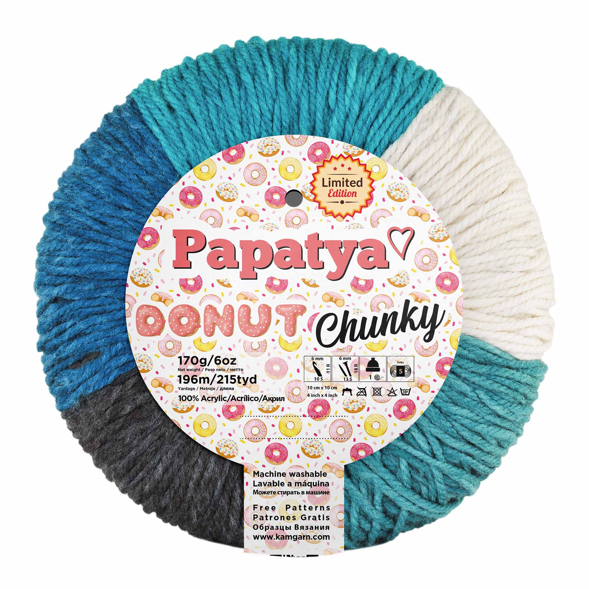 ACRY.YARNS:170Gx3PC(510GRM) (PAPATYA/DONUT-CHUNKY)
