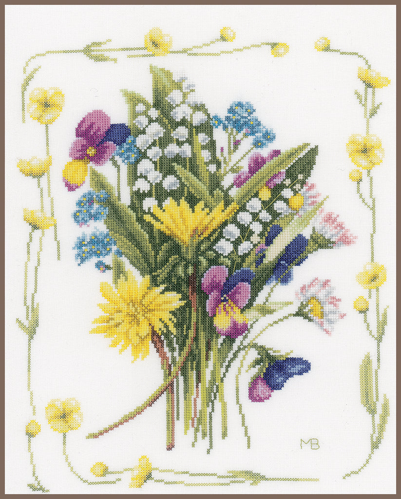 LANARTE COUNTED CROSS STITCH KIT BOUQUET OF FIELD FLOWERS (PN-0167125)