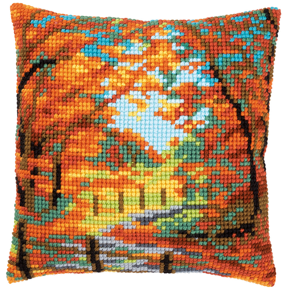 VERVACO CROSS STITCH CUSHION KIT AUTUMN LANDSCAPE (PN-0155863)