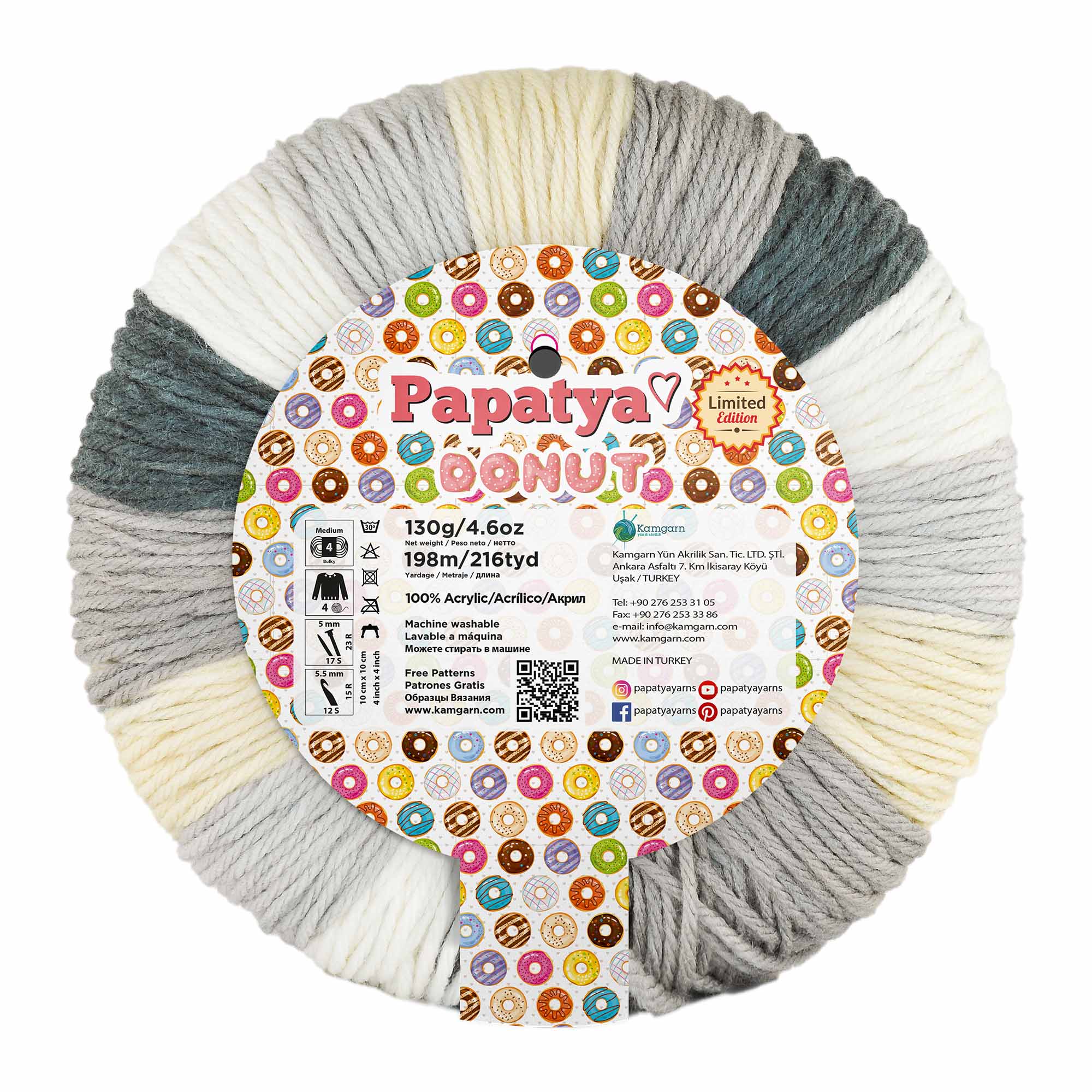 ACRY.YARNS:130Gx4PC(520GRM) (PAPATYA/DONUT-COL)