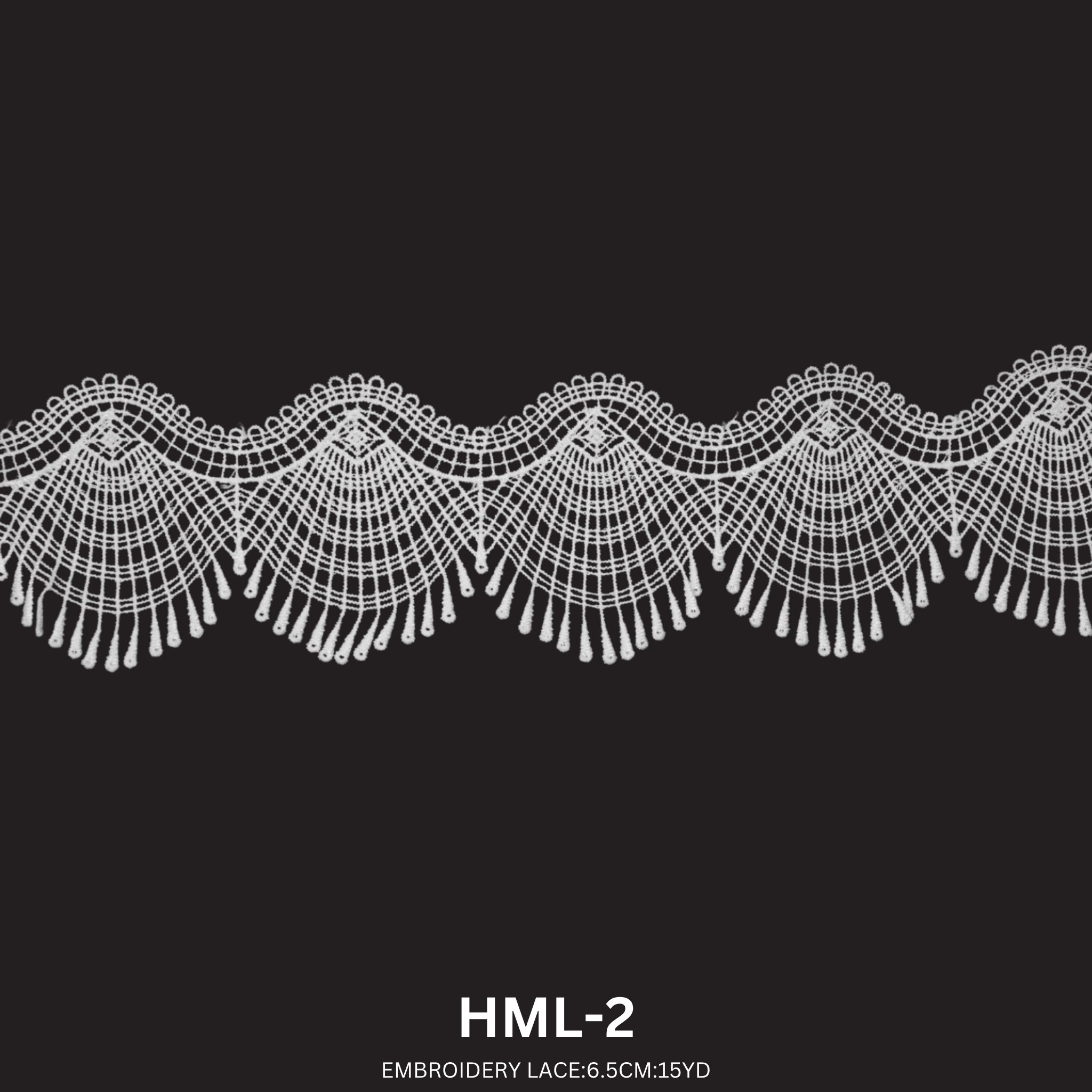 Luxury Embroidered Lace Trim 6.5cm x 15 Yards | Scalloped Fringe Design – HML-2