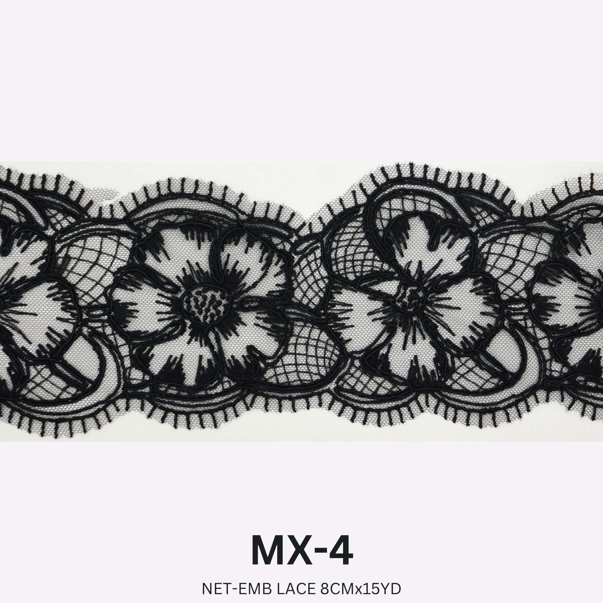 Luxury Net Embroidery Lace Trim 8cm x 15 Yards | Elegant Floral Design – MX-4