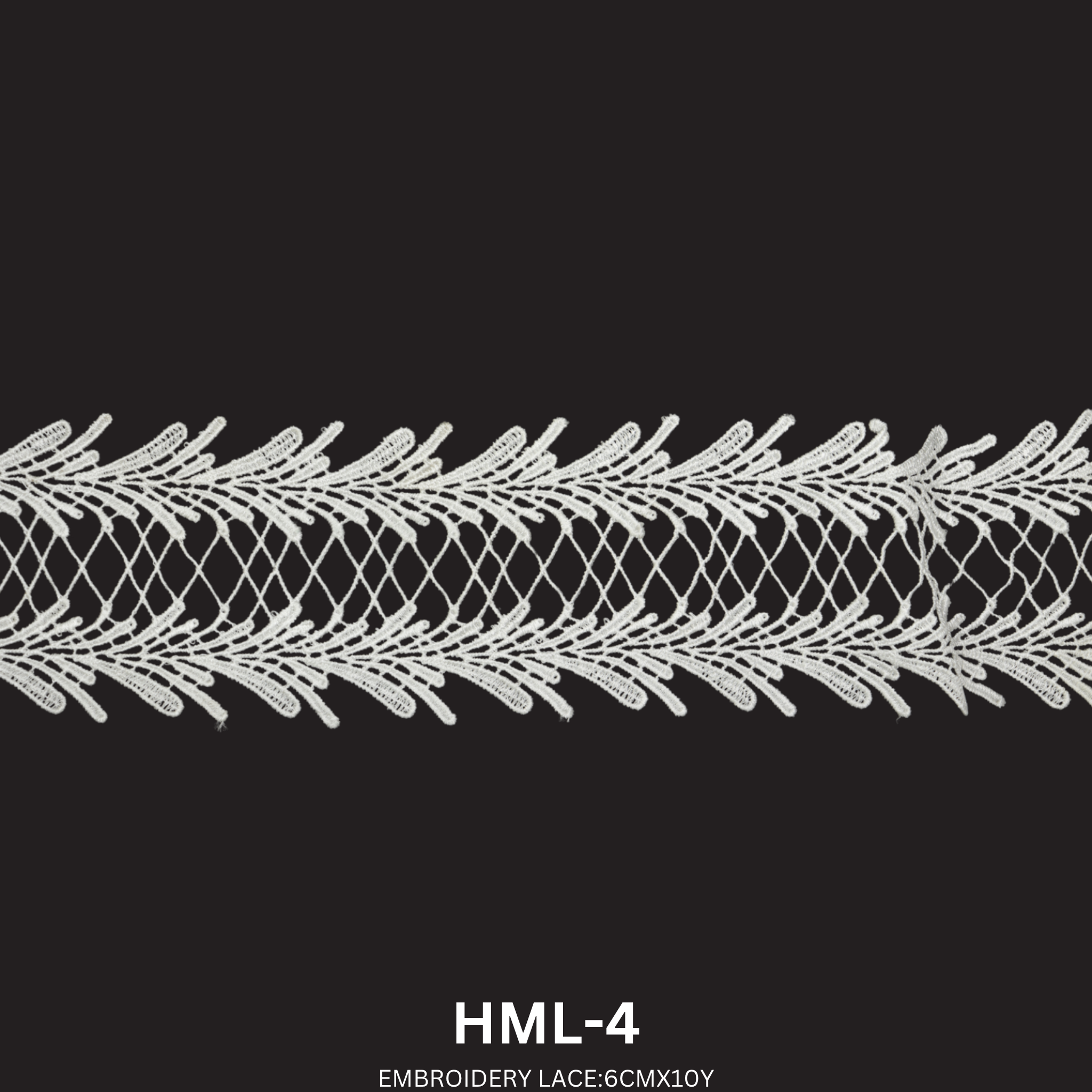 Luxury Embroidered Lace Trim 6cm x 10 Yards | Leaf Vine Design – HML-4