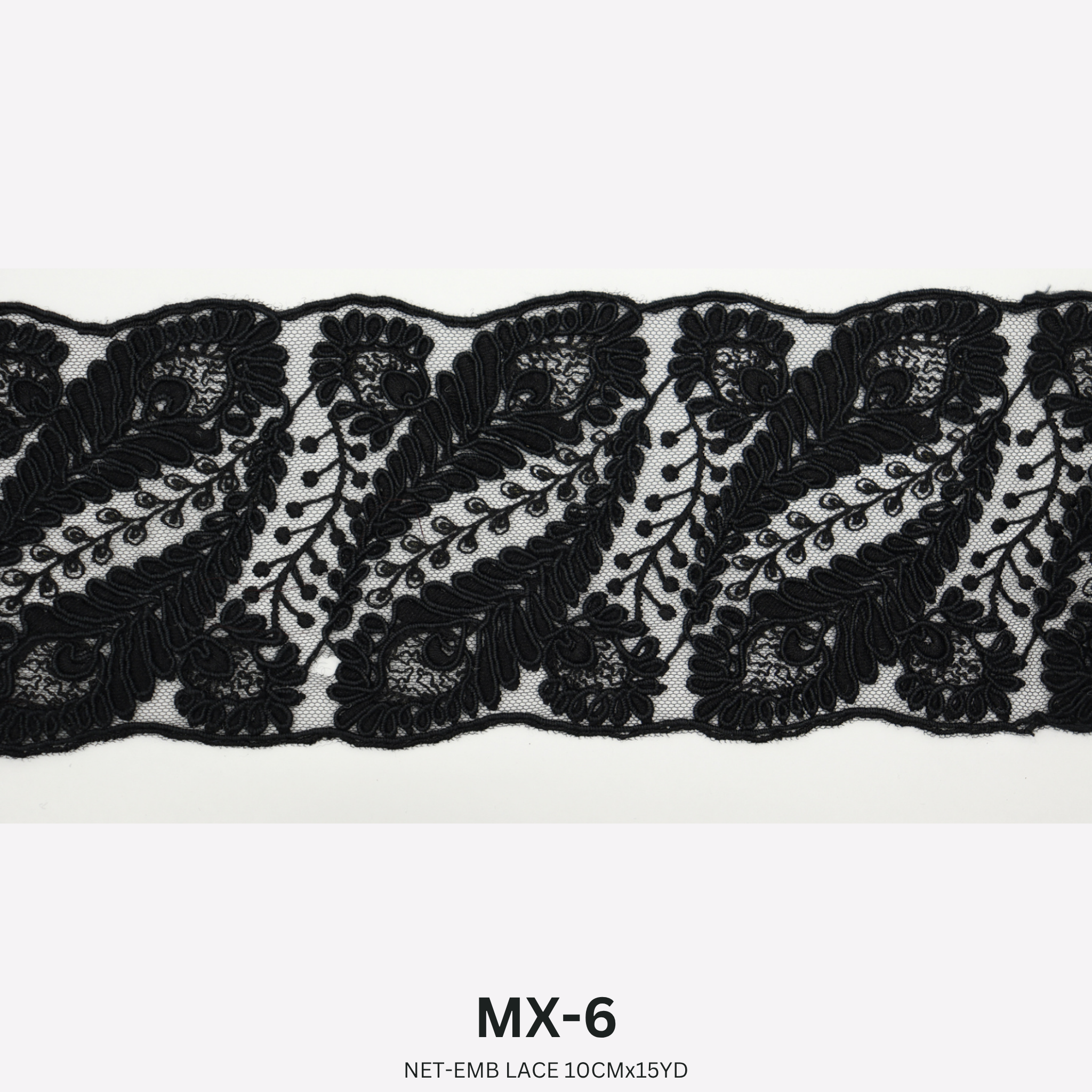 Luxury Net Embroidery Lace Trim 10cm x 15 Yards | Elegant Floral Vine Design – MX-6