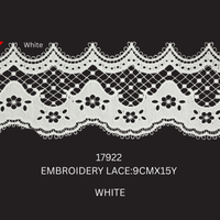Elegant Floral Scalloped Embroidery Lace Trim - 9cmx15 Yards (17922)