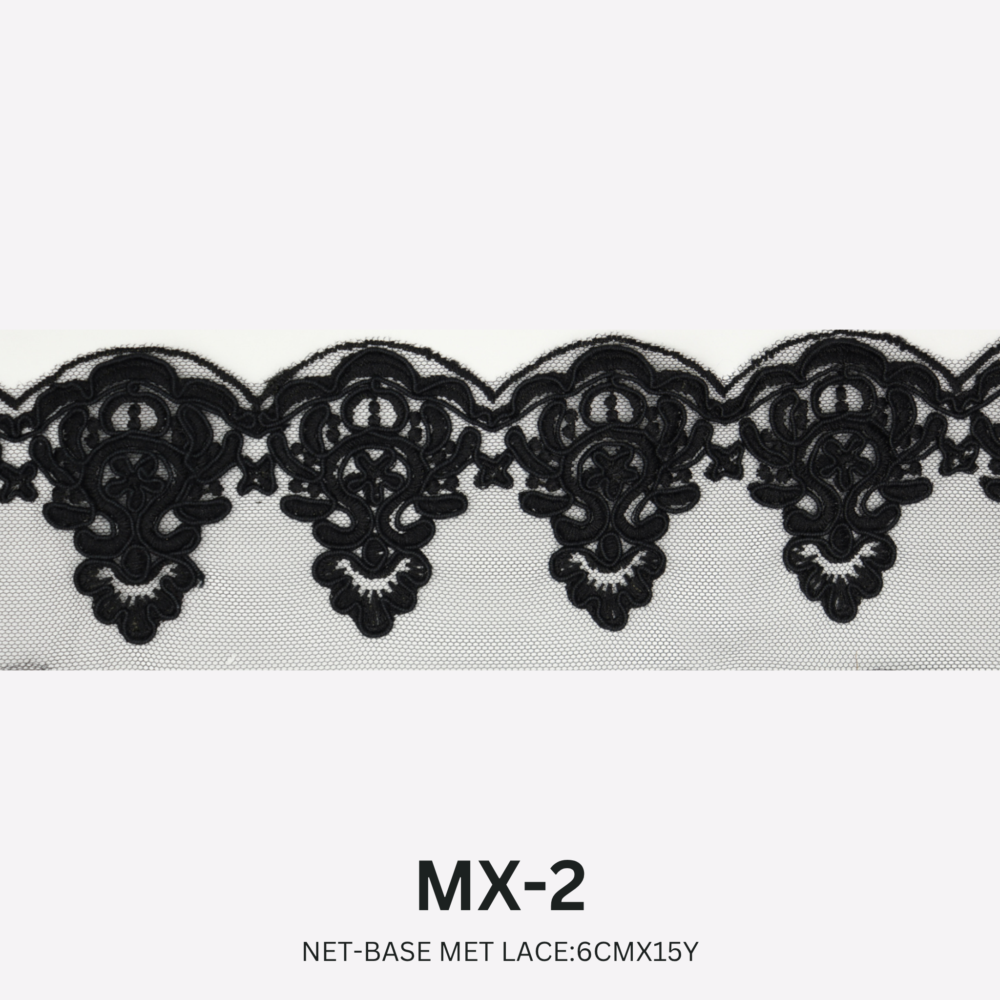 Luxury Net Base Metallic Lace Trim 6cm x 15 Yards | Elegant Embroidery Design – MX-2
