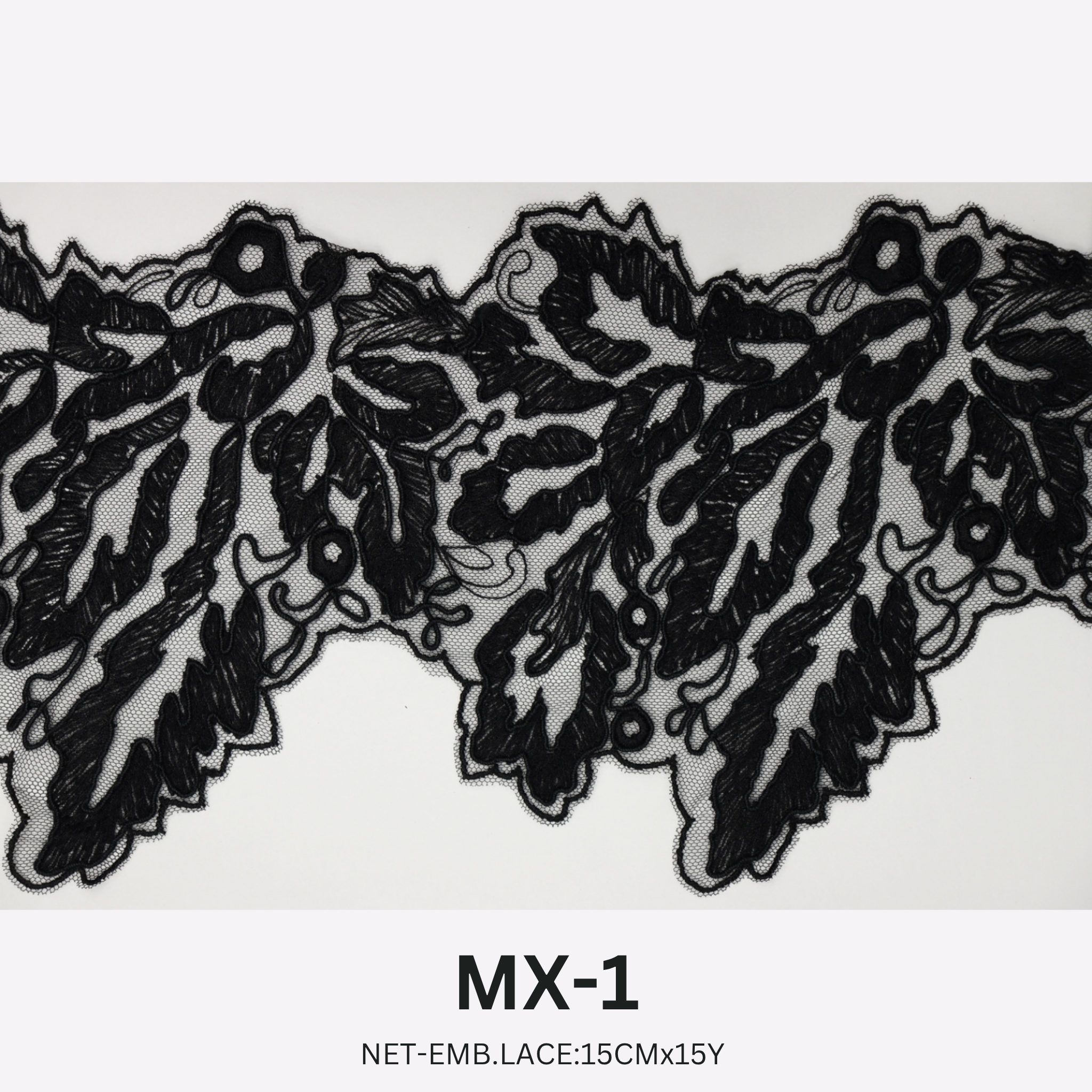 Luxury Net Embroidery Lace Trim 15cm x 15 Yards | Floral Leaf Design – MX-1