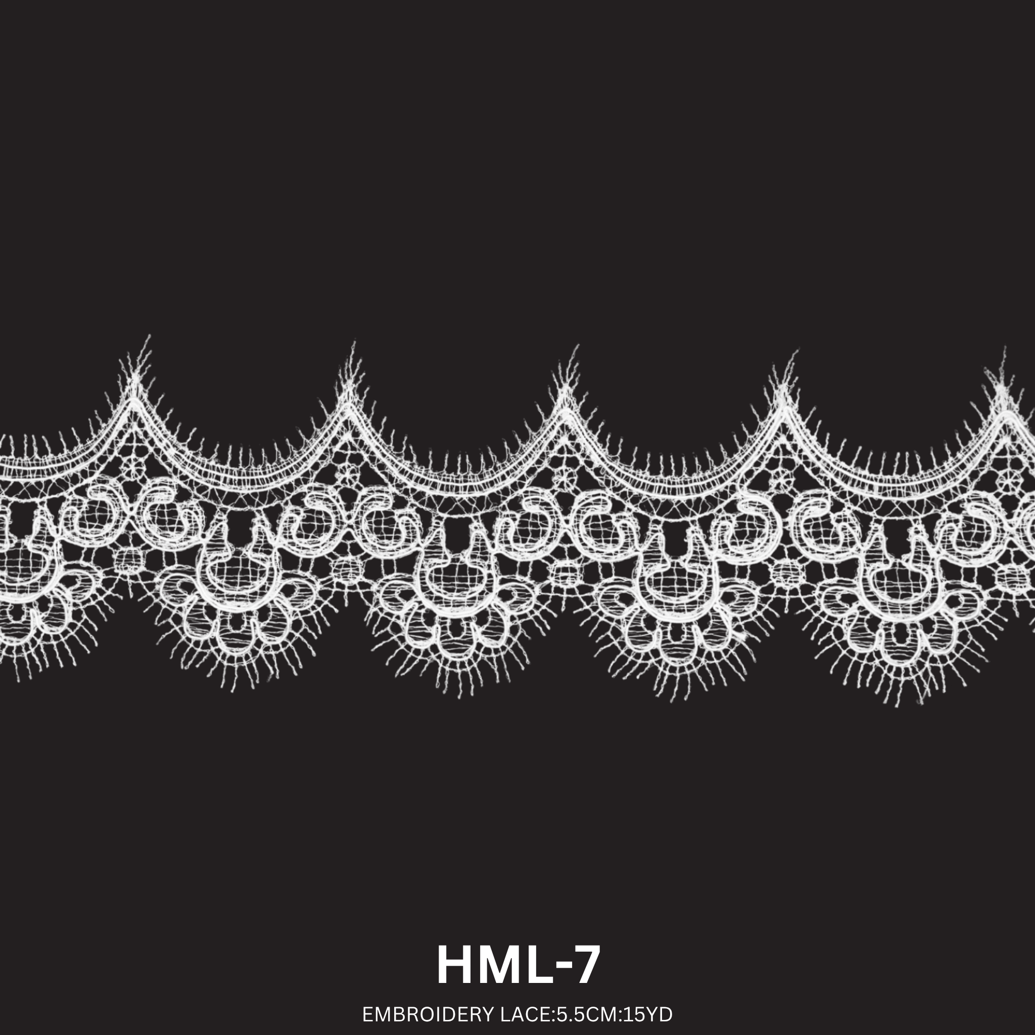 Luxury Embroidered Lace Trim 5.5cm x 15 Yards | Scalloped Floral Fringe Design – HML-7