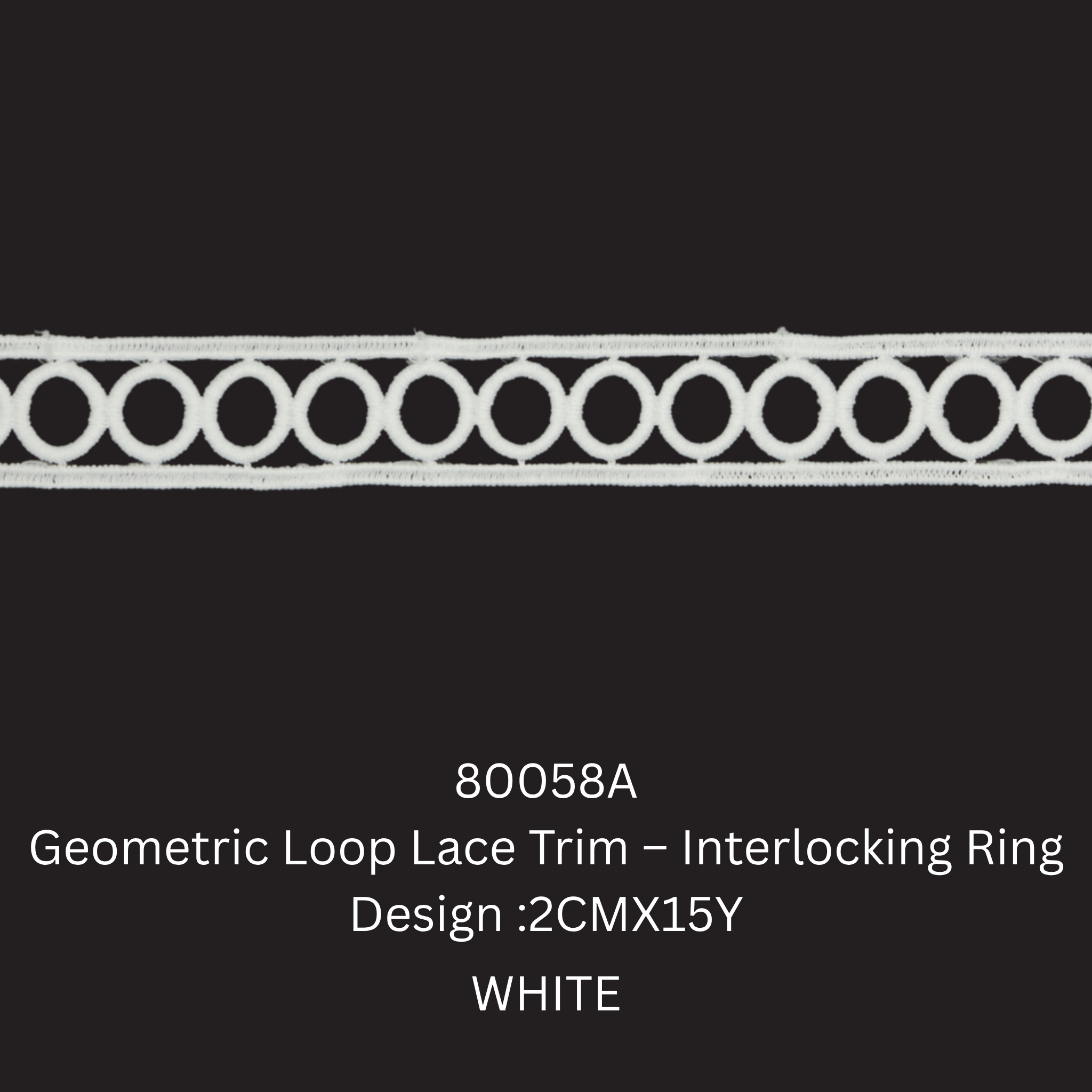 Geometric Loop Lace Trim – Interlocking Ring Design (80058A)