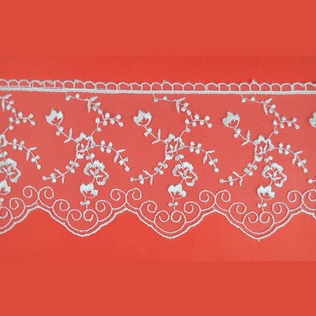 GLOSSY TULLE LACE:9.5CMx12MTR (88E1025)