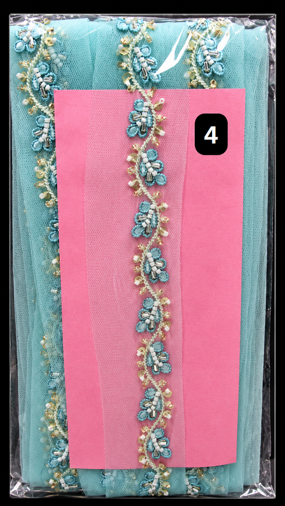 Beaded Net Lace Trim – 4CM x 9M SG 6754