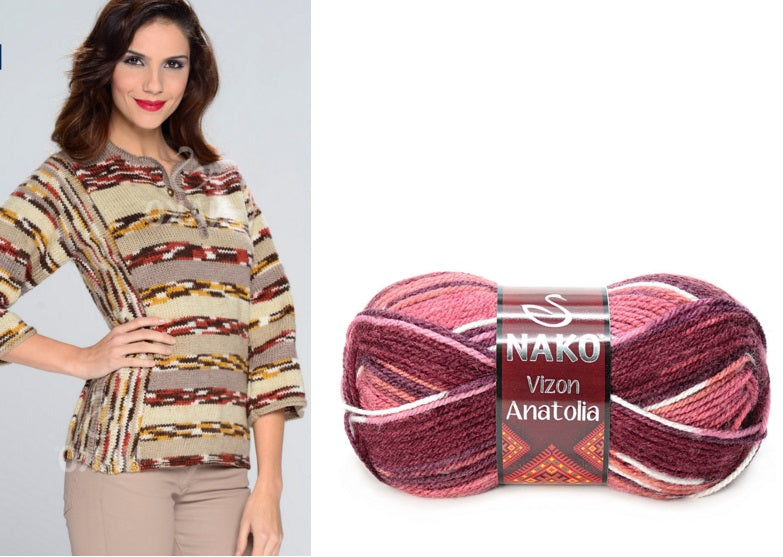 ACRY.WOOL YARN:5 BL (500G) (NAKO/VIZON ANATOLIA)