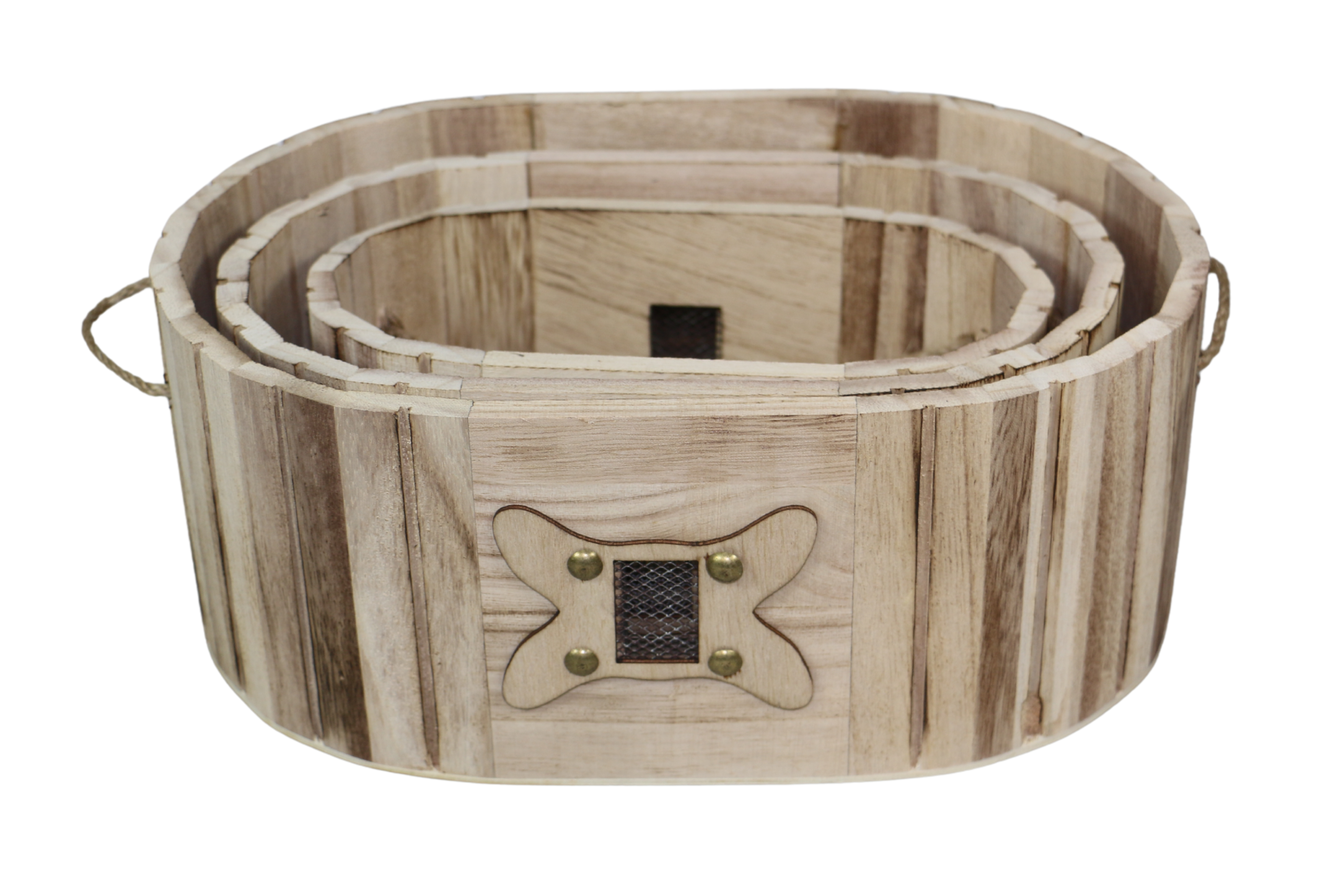 WOOD FLOWER BASKET:S/3 (A-140)