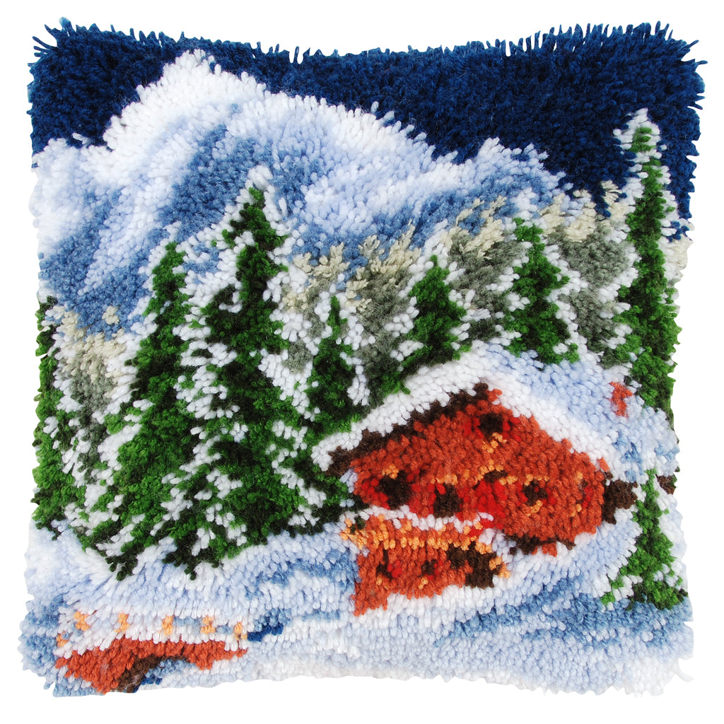 VERVACO LATCH HOOK CUSHION KIT  WINTER MOUNTAINS (PN-0153601)
