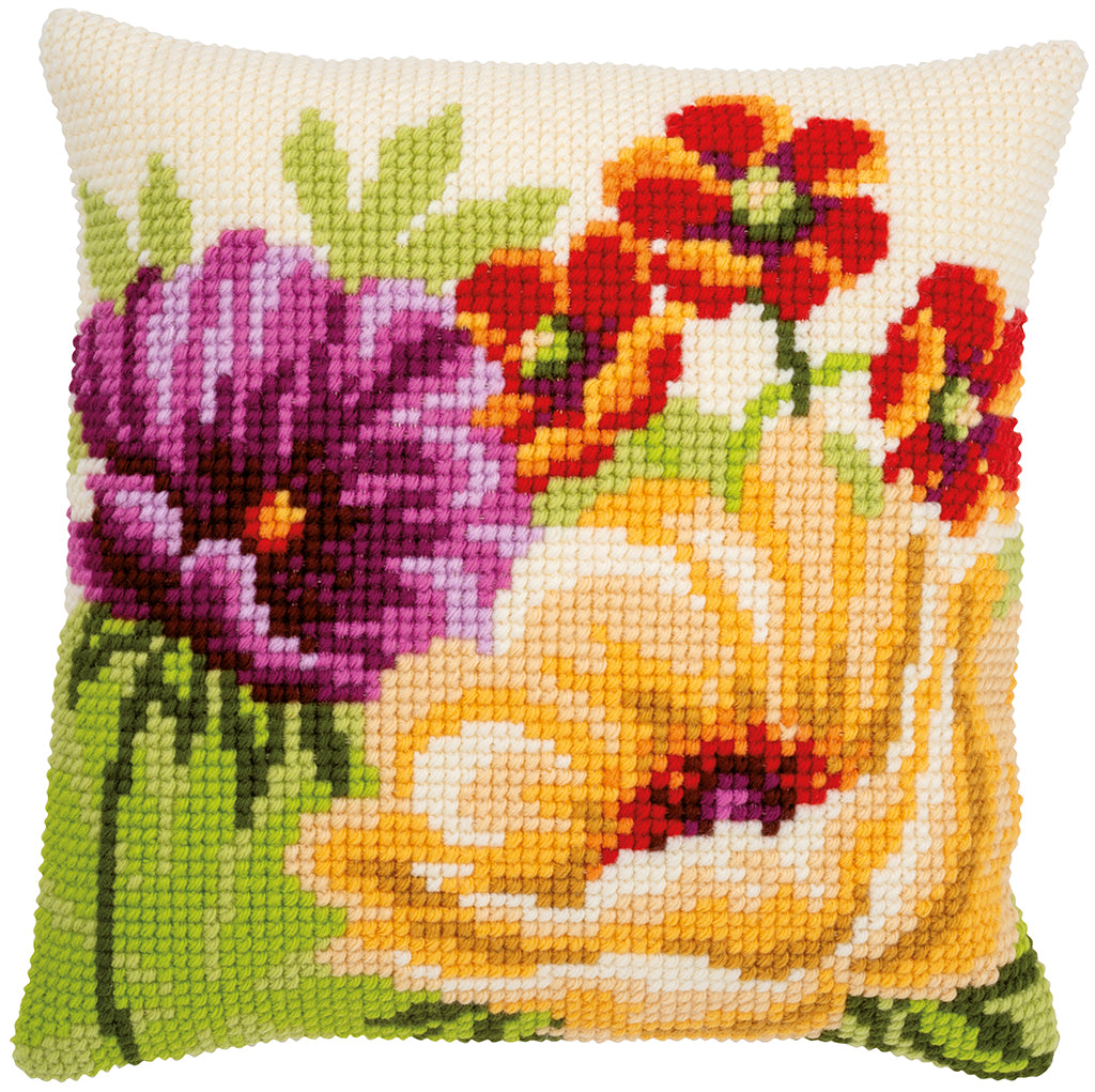 VERVACO CROSS STITCH CUSHION KIT SUMMER FLOWERS (PN-0170507)