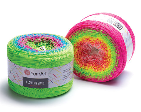 YARNART COTTON/PAC YARN:250Gx2B (500G) (Y-ART/FLOWERS VIVID)