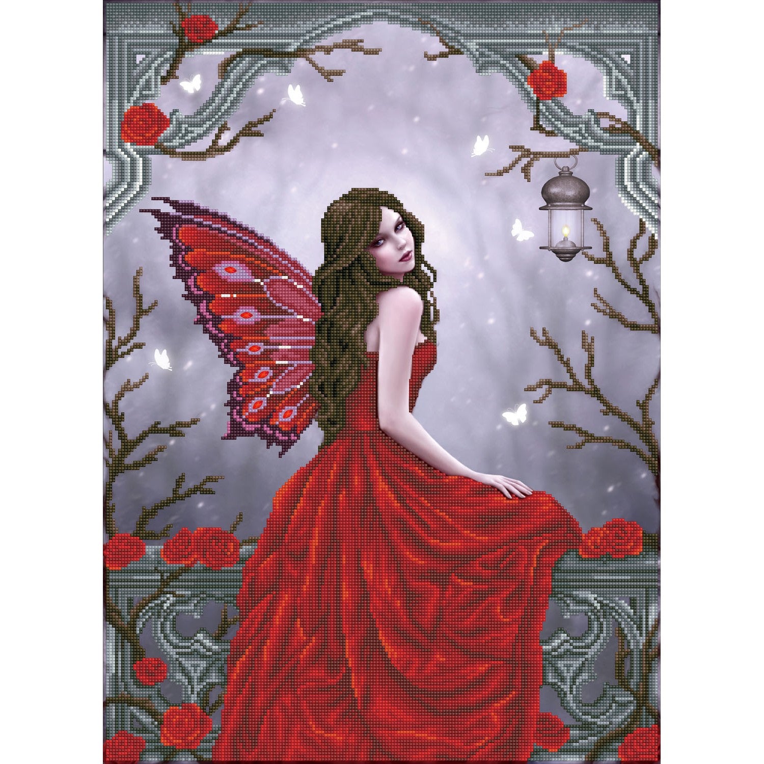ART CREAFT:WINTER ROSE FAIRY 26 x 20.5 in (DD12.050)