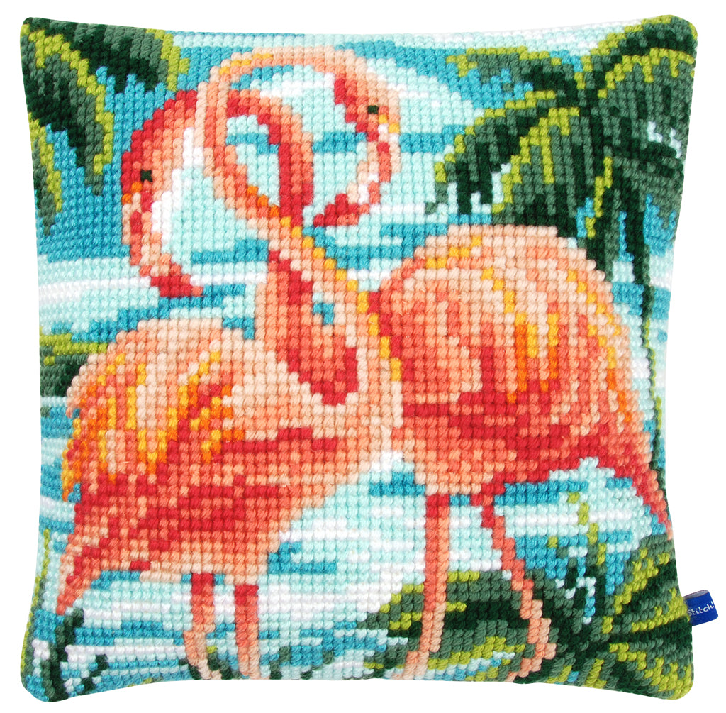 VERVACO CROSS STITCH CUSHION KIT FLAMINGOS (PN-0155019)