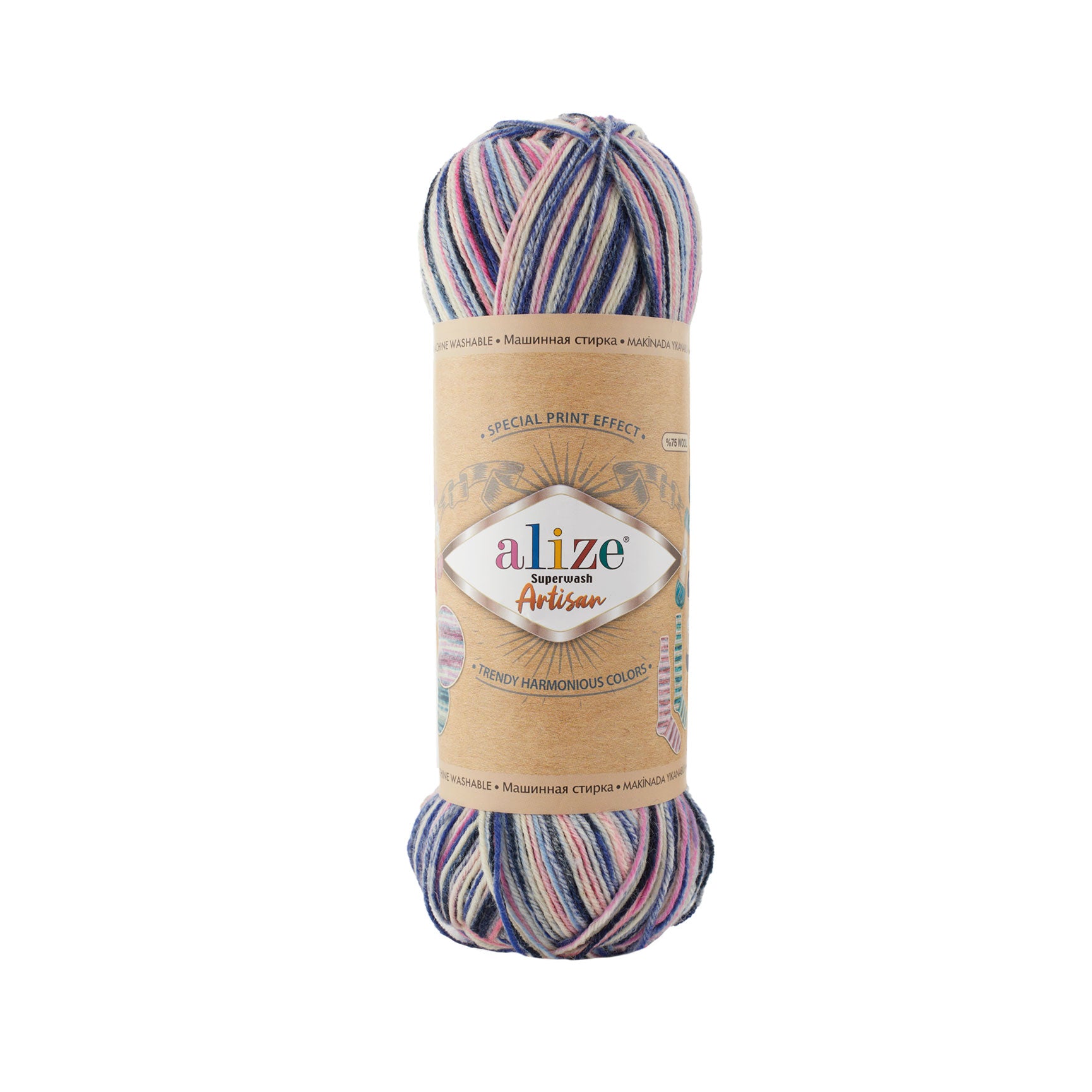 SW WOOL/POLY YARN:100Gx5(500GR) (ALIZE/S.WASH ARTISAN)