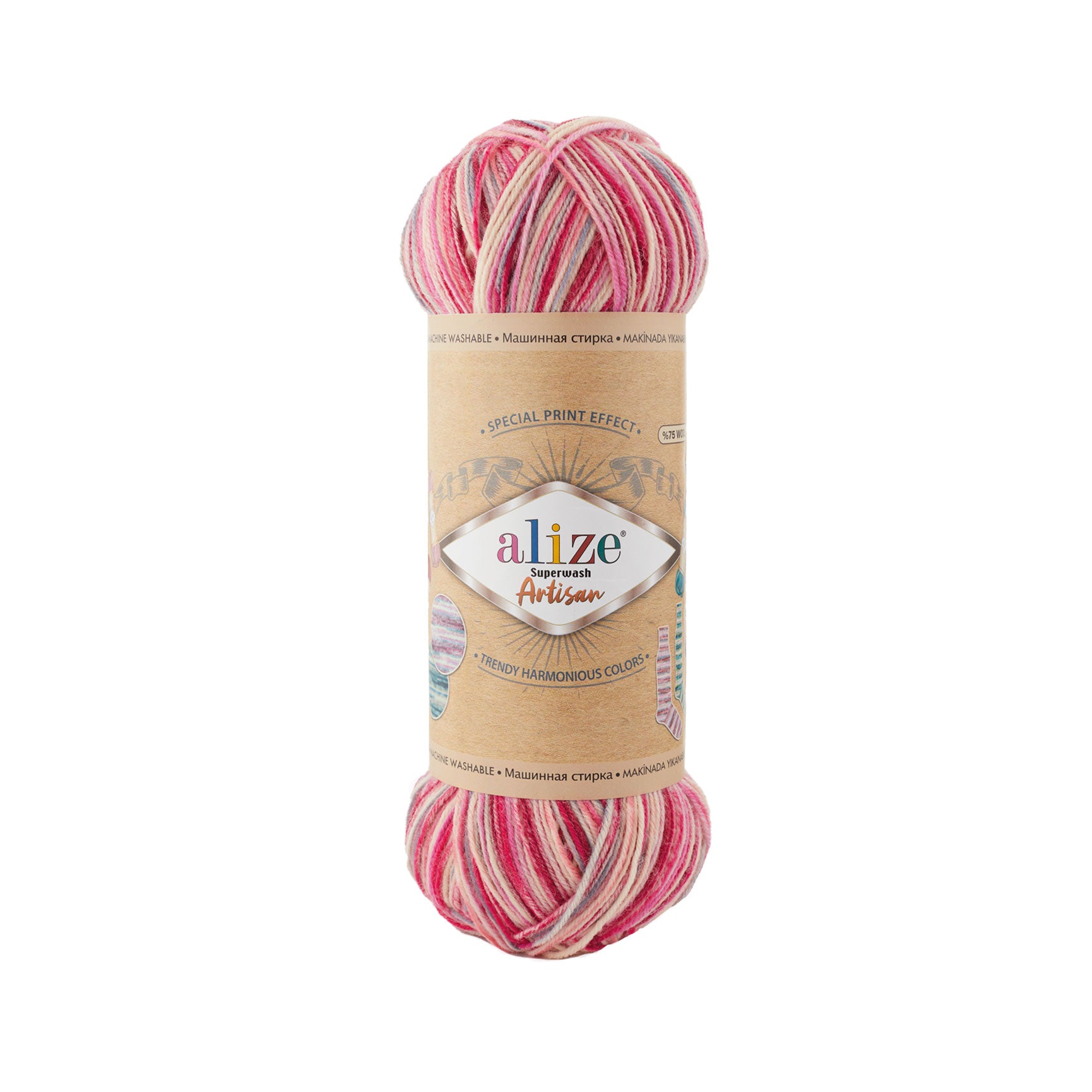 SW WOOL/POLY YARN:100Gx5(500GR) (ALIZE/S.WASH ARTISAN)