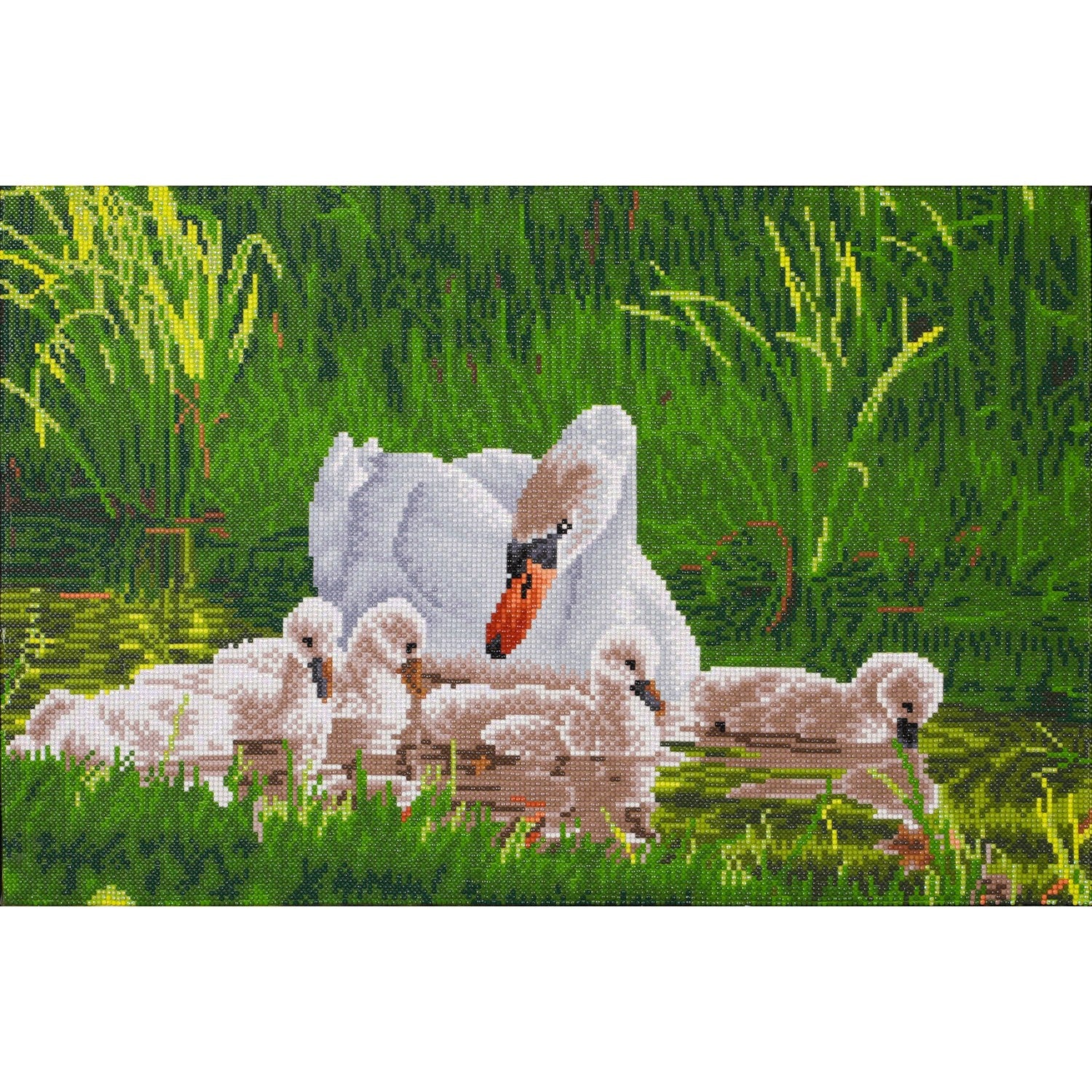 DIAMOND DOTZ ART CRAFT:MOTHER SWAN SIGNETS 16.14 x 24.41 in (DD12.058)