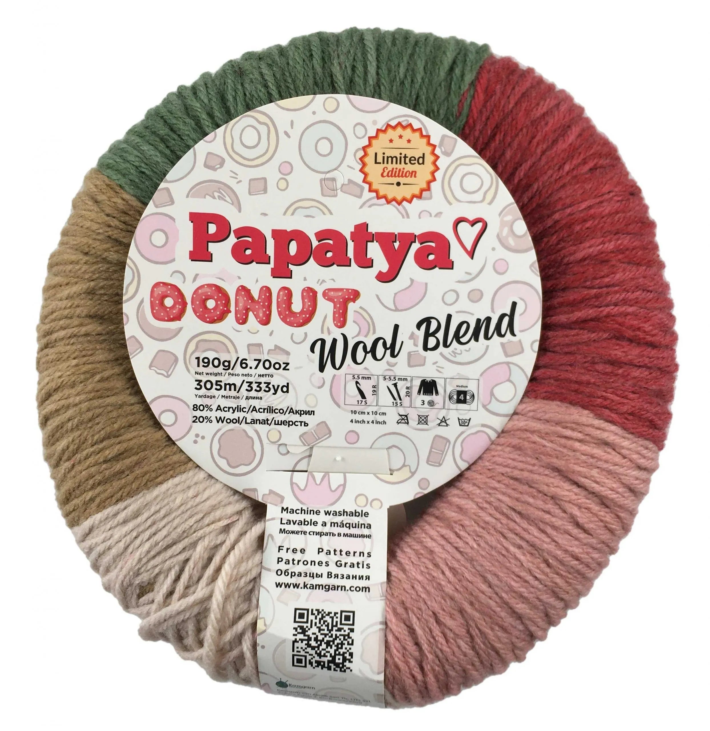 ACRY.YARNS:190Gx4PC(760GRM) (PAPATYA/DONUT-WOOL B)