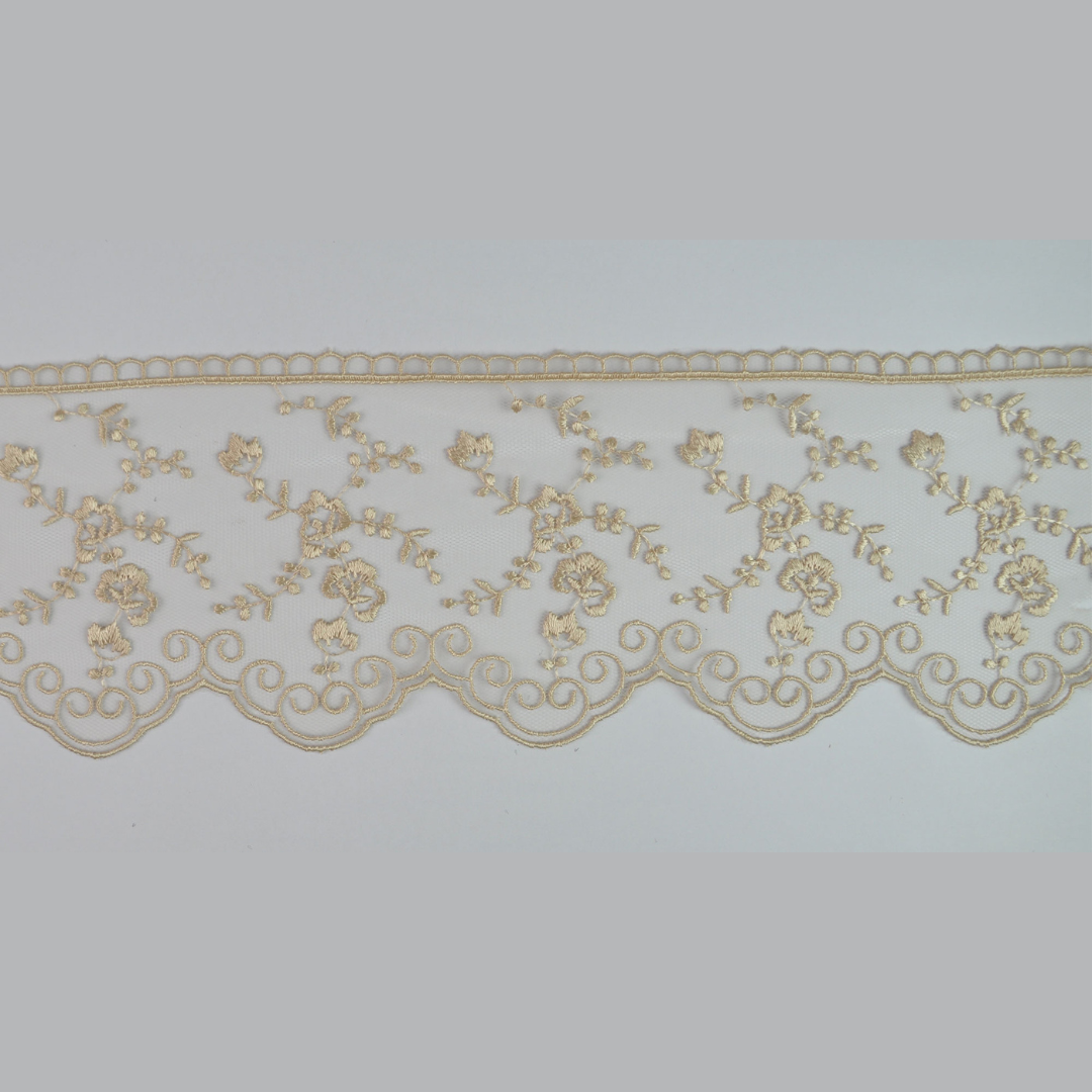 GLOSSY TULLE LACE:9.5CMx12MTR (88E1025)