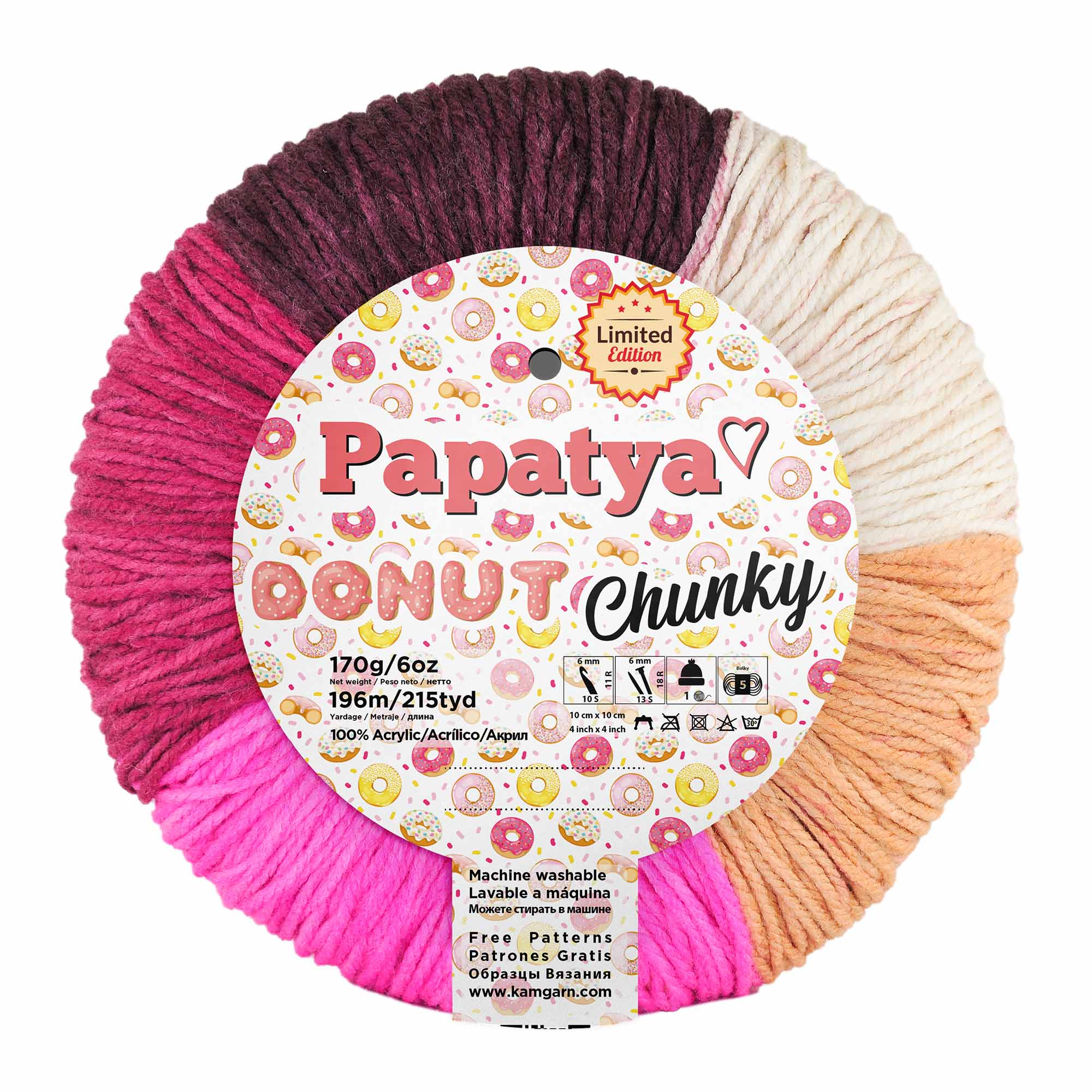 ACRY.YARNS:170Gx3PC(510GRM) (PAPATYA/DONUT-CHUNKY)