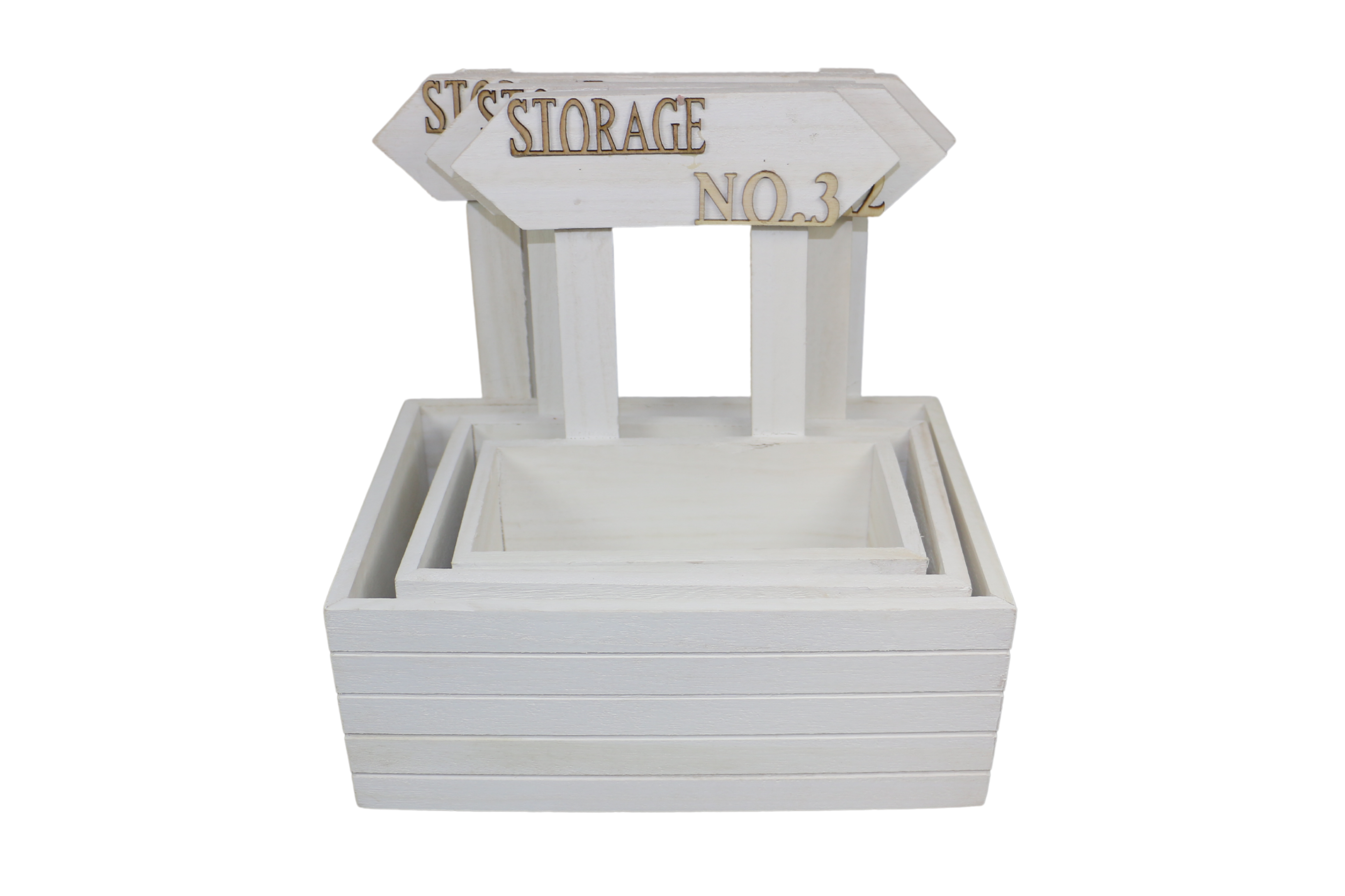 WOOD FLOWER BASKET:S/3 (A-108/WOOD-S3)