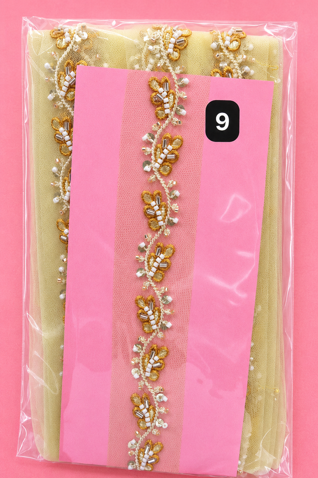 Beaded Net Lace Trim – 4CM x 9M SG 6754
