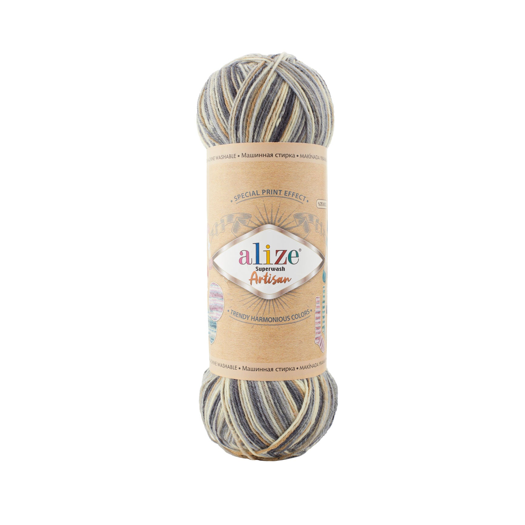 SW WOOL/POLY YARN:100Gx5(500GR) (ALIZE/S.WASH ARTISAN)