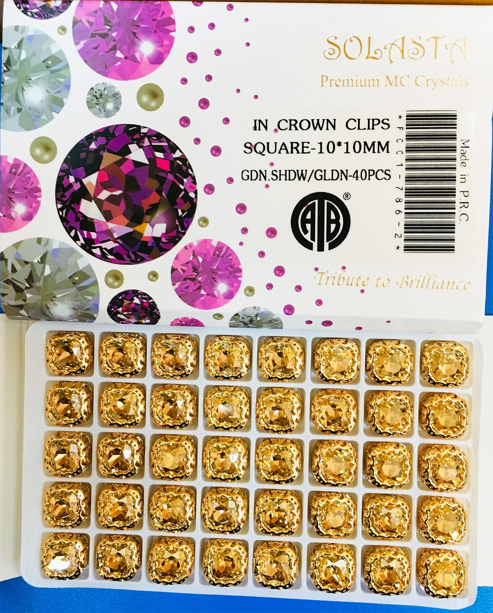 CRYSTAL STONE:40PC (SQUARE-10X10)