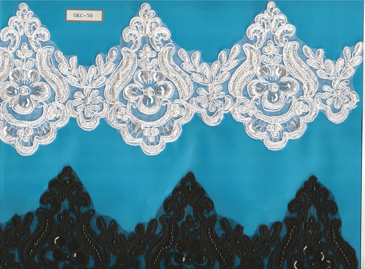 ORG.EMB LACE W/BEAD & CORD (OKC-50)