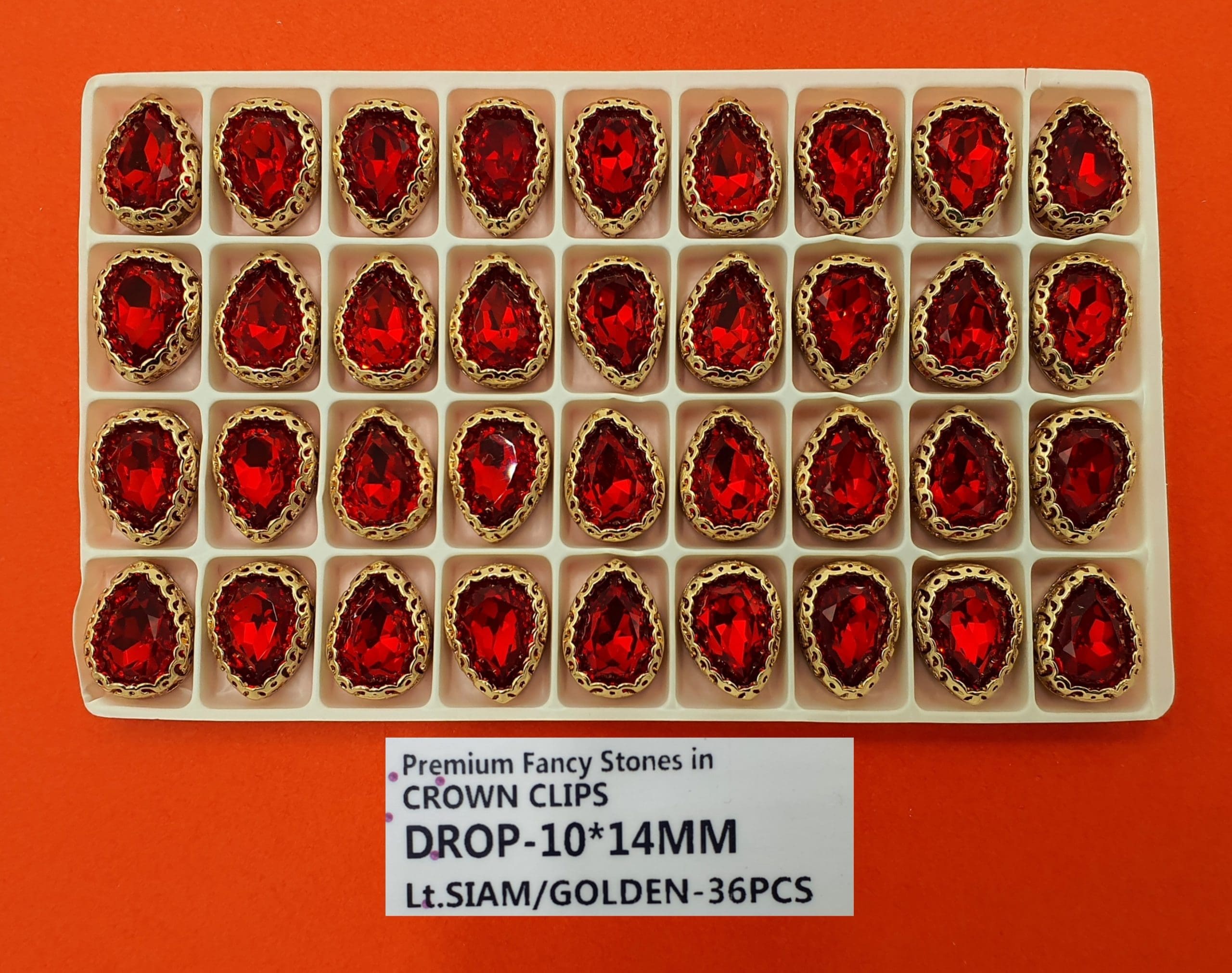 CRYSTAL STONES:36PC (DROP-10X14)