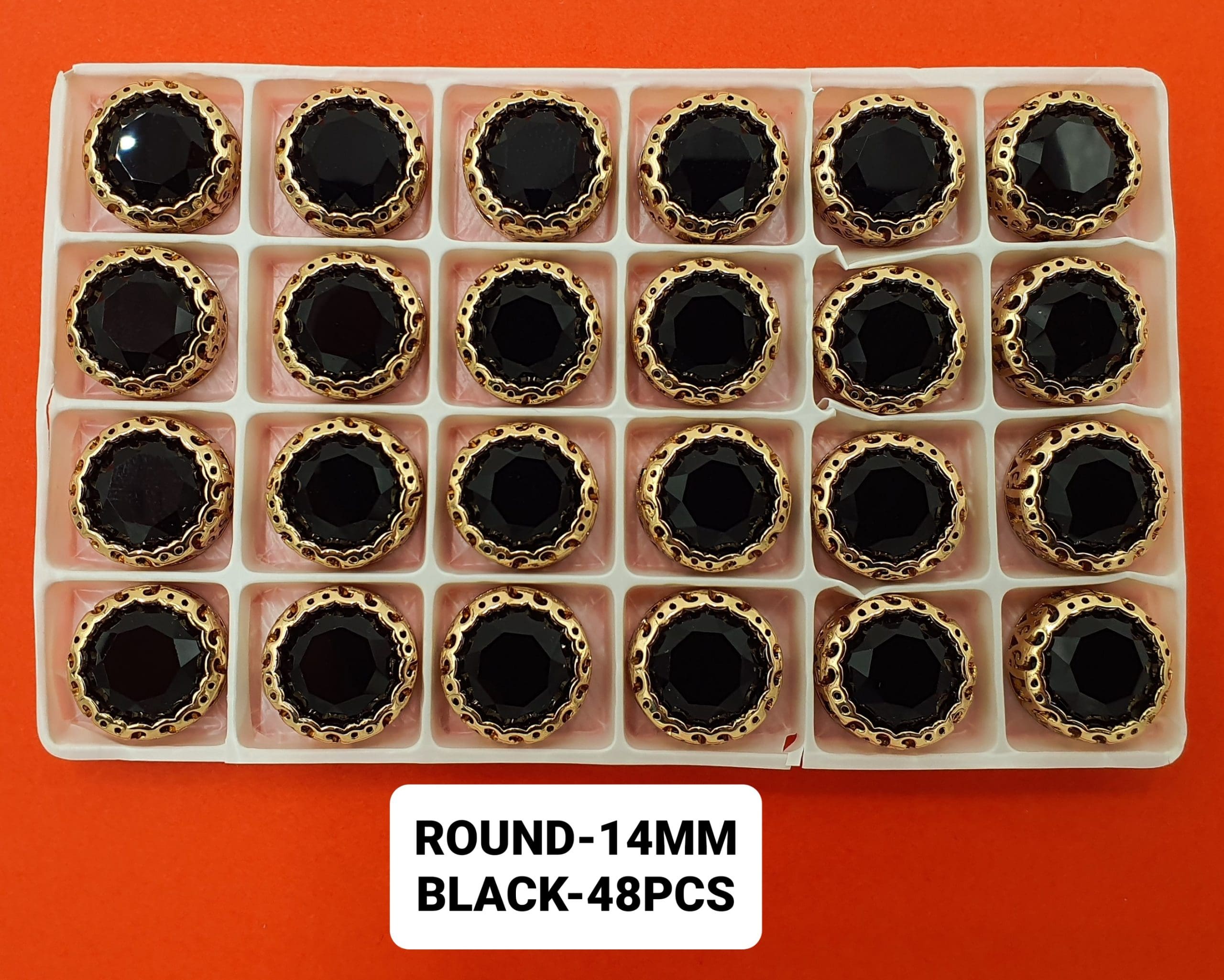 FANCY STONES:48PC/BOX (ROUND-14MM)