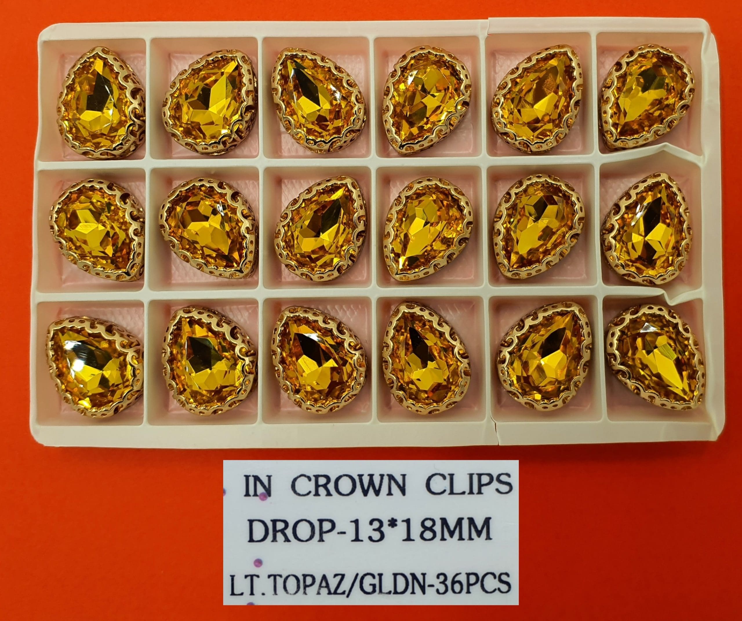 CRYSTAL STONES:36PC (DROP-13X18)