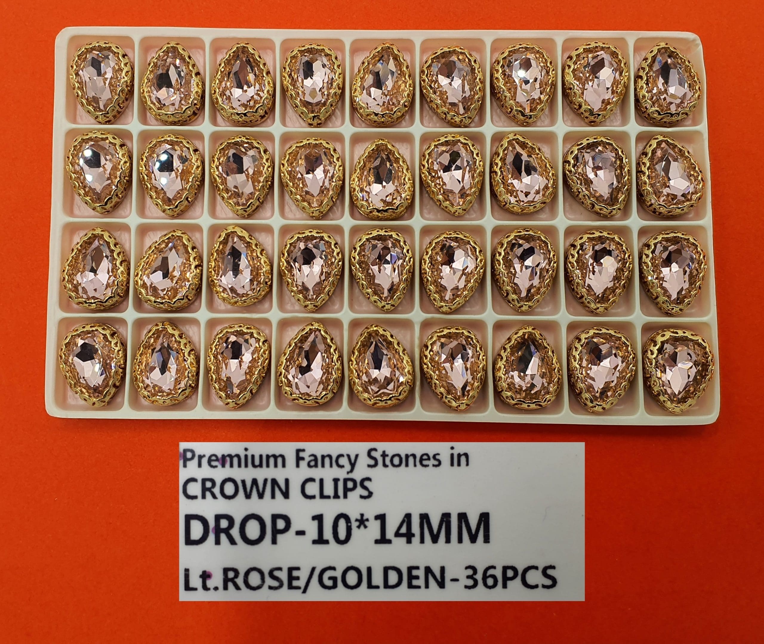 CRYSTAL STONES:36PC (DROP-10X14)