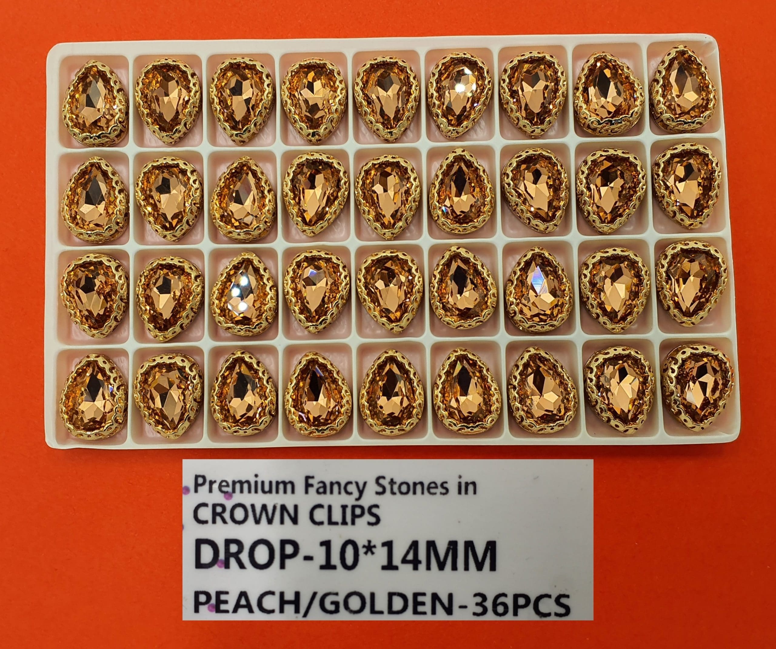 CRYSTAL STONES:36PC (DROP-10X14)
