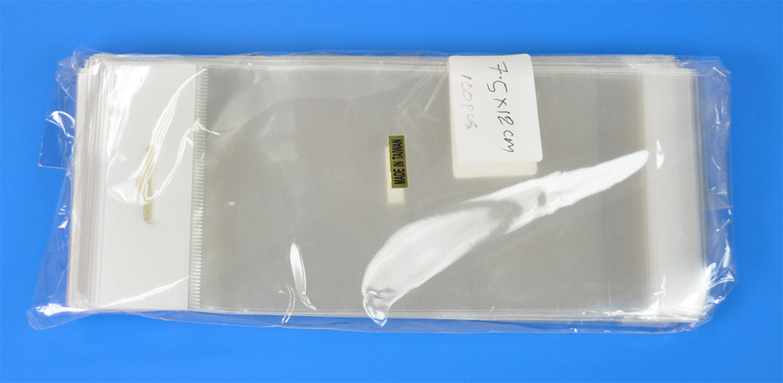 OPP BAG W/TOP;12*7.5CM;100PCS (OPP/TOP-7.5CM)