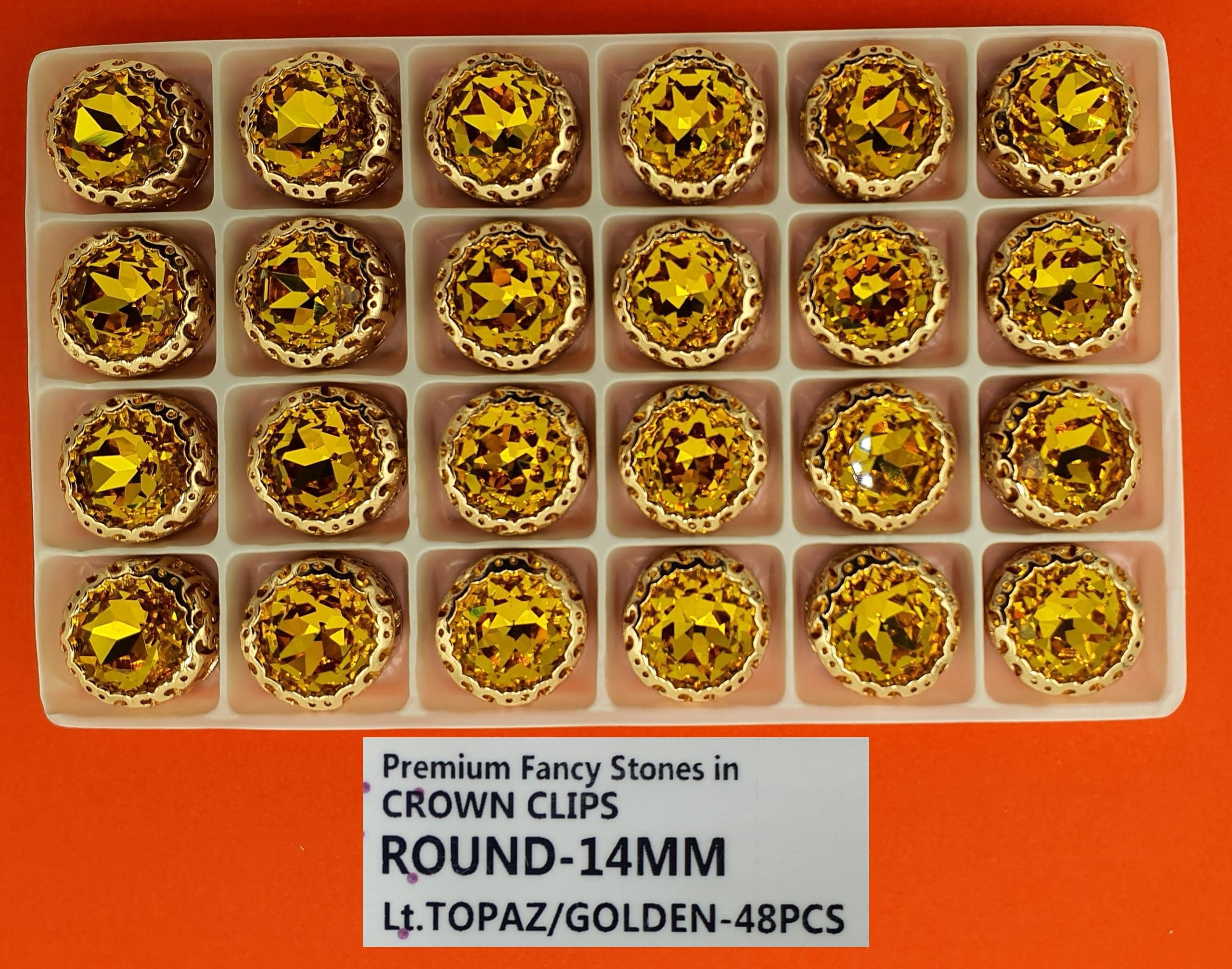 FANCY STONES:48PC/BOX (ROUND-14MM)