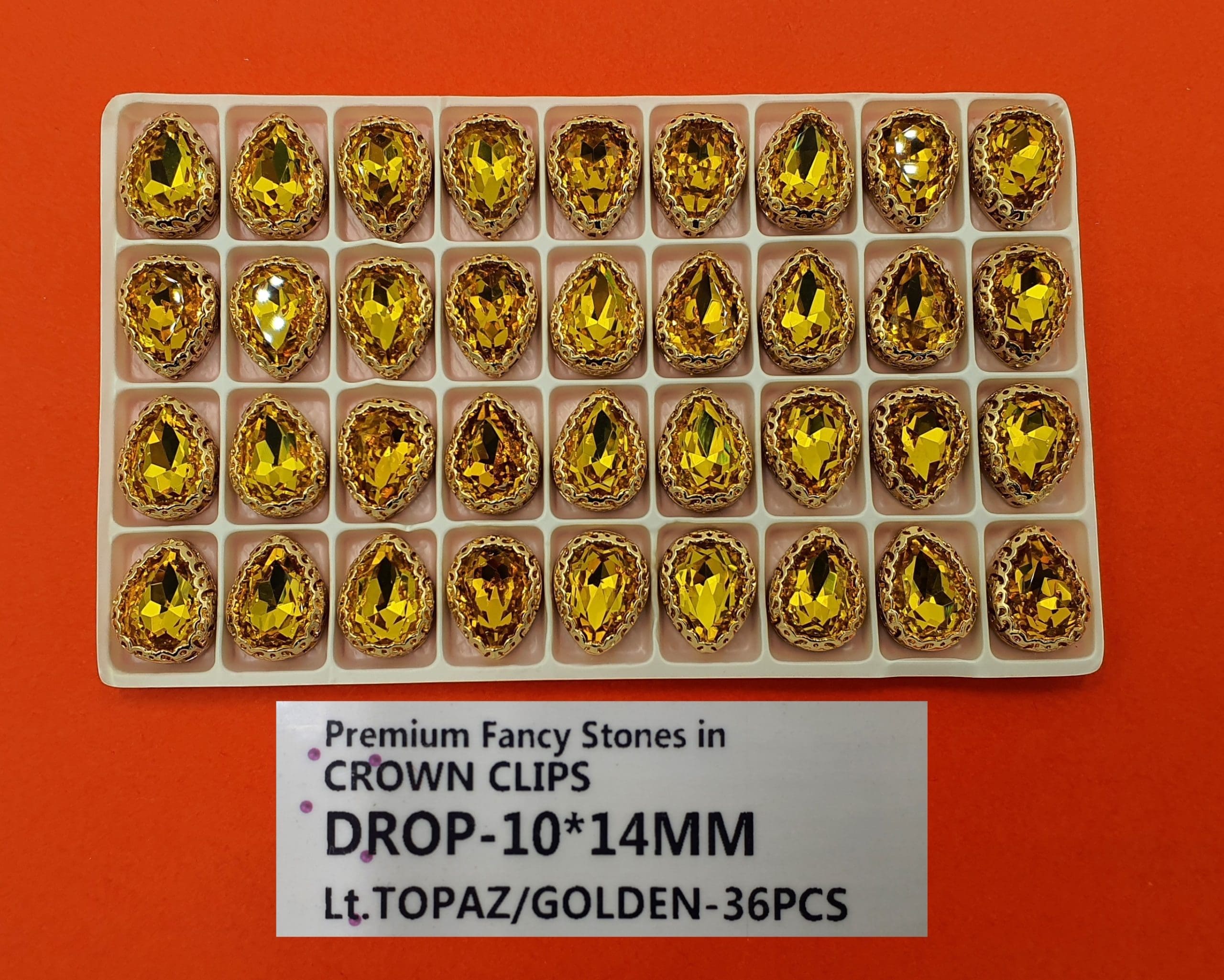 CRYSTAL STONES:36PC (DROP-10X14)