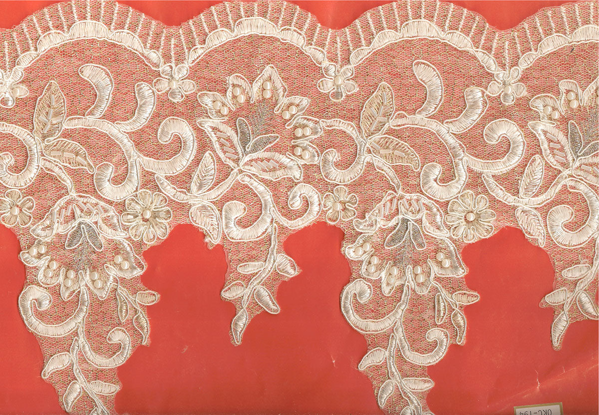 EMB. LACE WITH CORDING & BEADI (OKC-194)