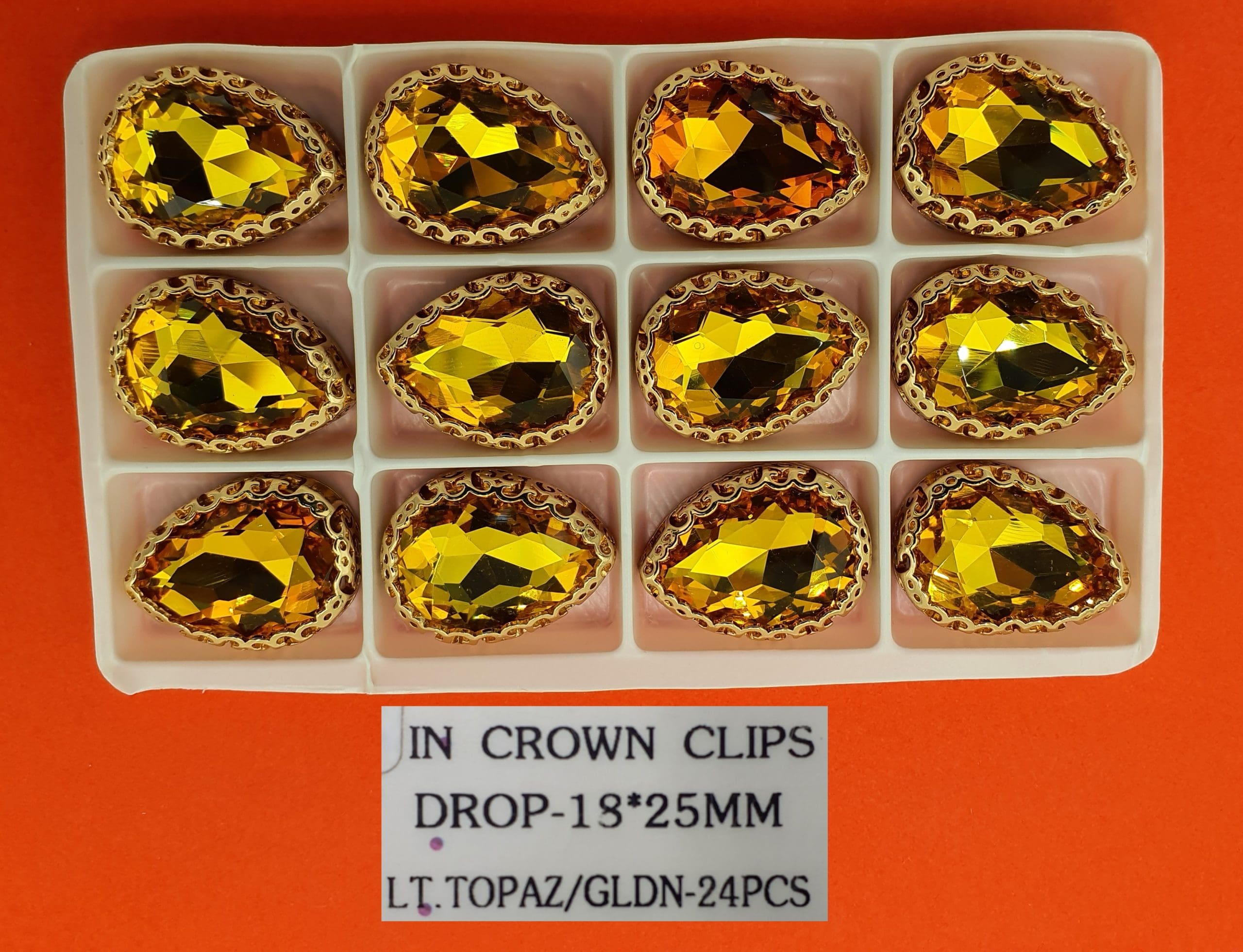 CRYSTAL STONES:24PC (DROP-18X25)