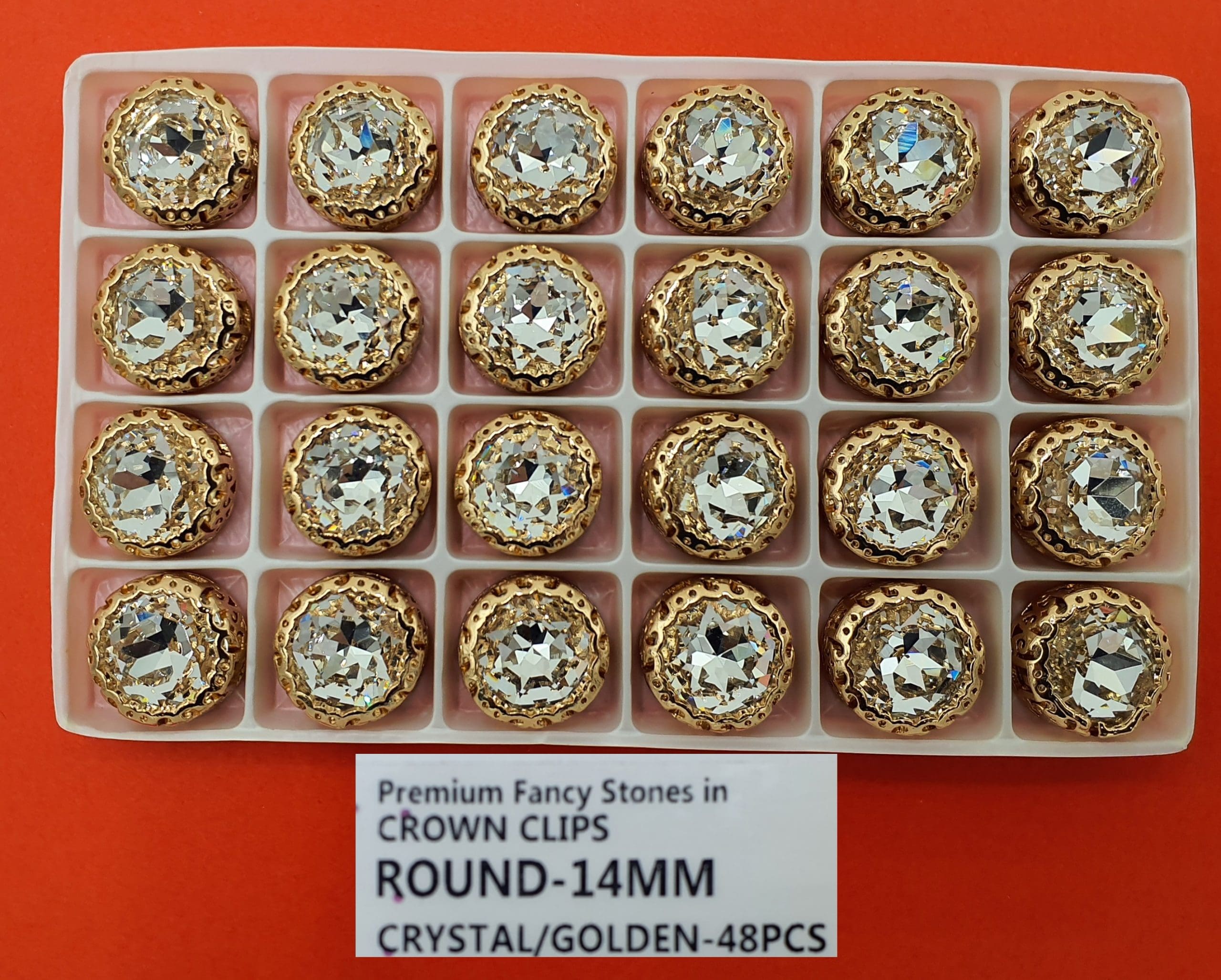 FANCY STONES:48PC/BOX (ROUND-14MM)