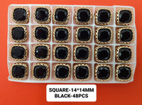 Square Crystal Stones – 14 × 14 mm – Pack of 48 (SQUARE-14X14)
