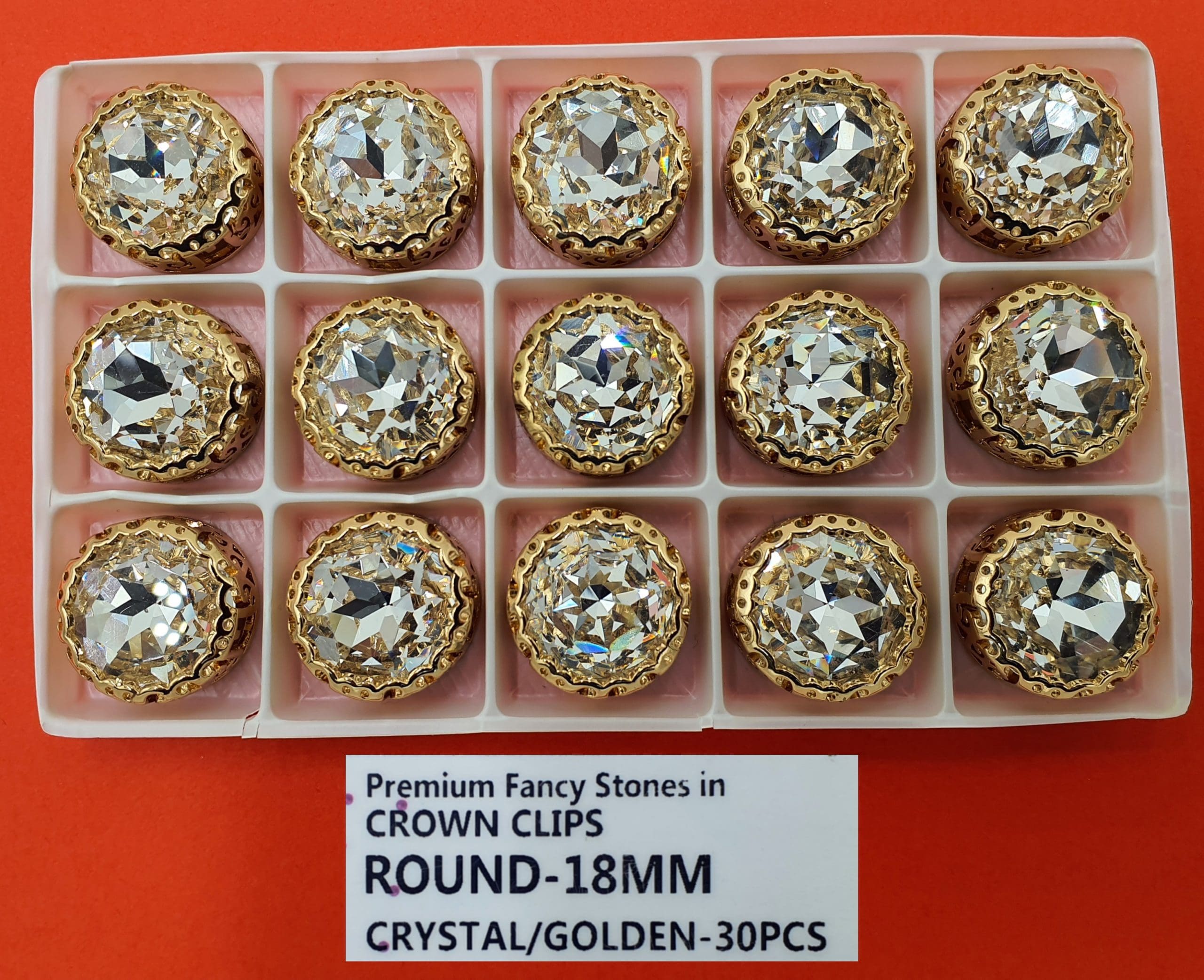 CRYSTAL STONES:30PC (ROUND-18MM)