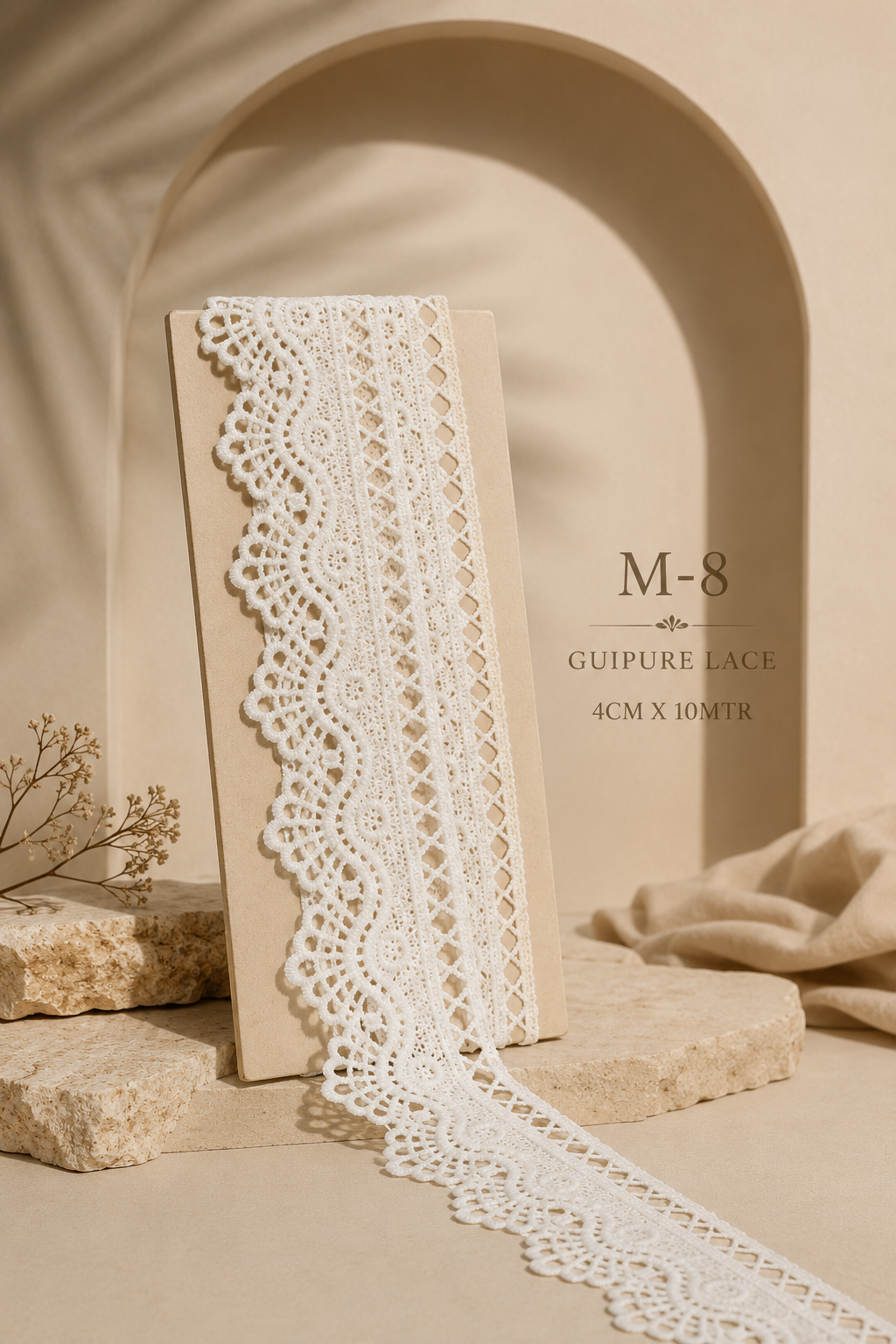 Guipure Lace Trimming – 4CM x 10MTR M-8 (M8)