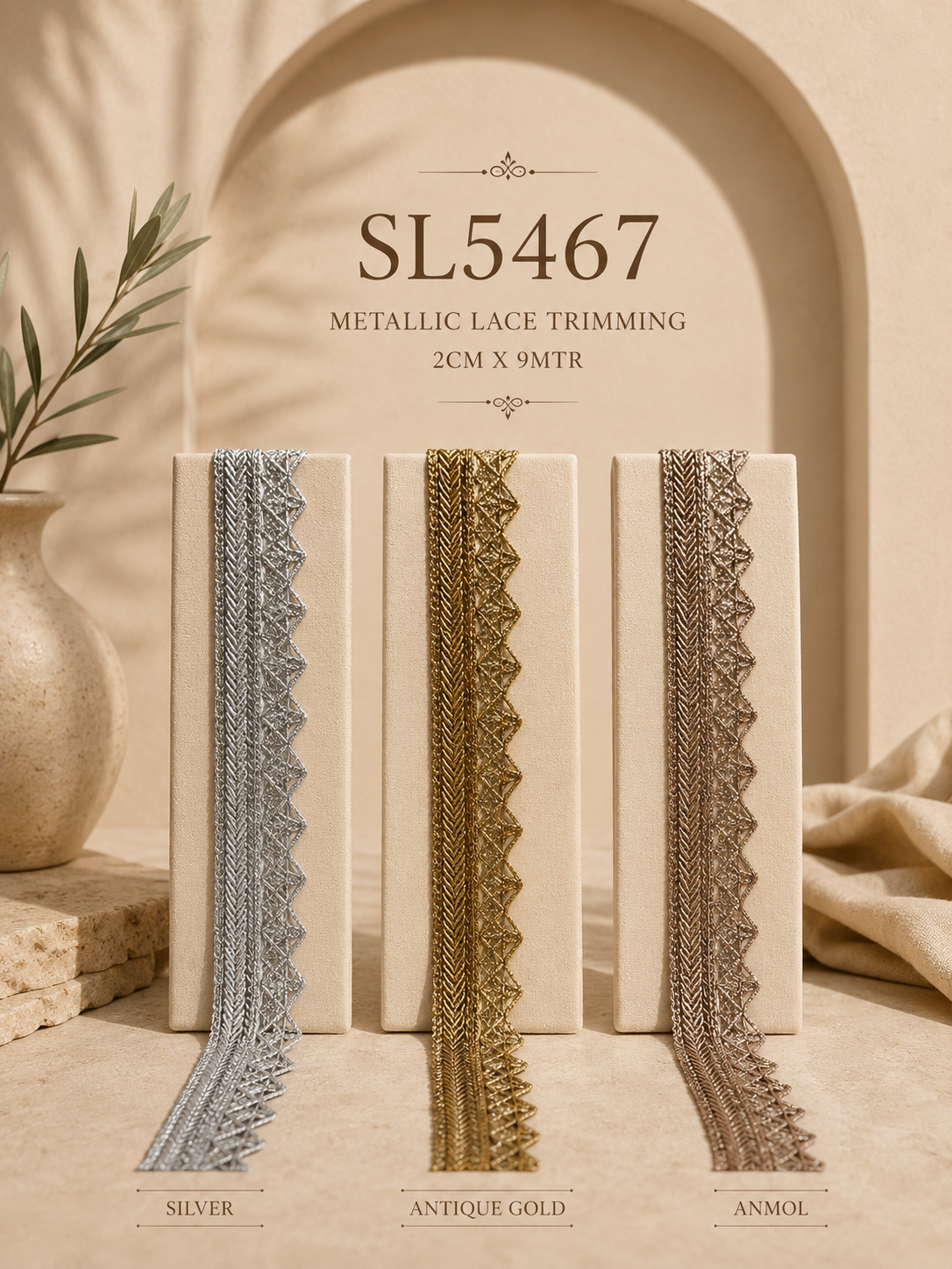 Metallic Lace Trimming – 2CM x 9MTR SL5467 (SL 5467)